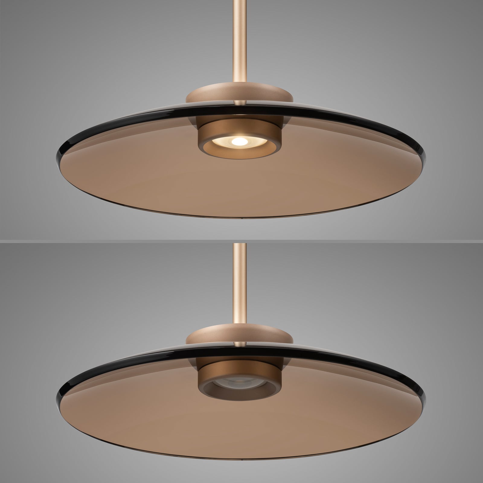 Suspension LED E-Moon, bronze et verre ambré (foncé), Ø 50 cm - PURE Suspension LED E-Moon, bronze et verre ambré (foncé), Ø 50 cm - PURE