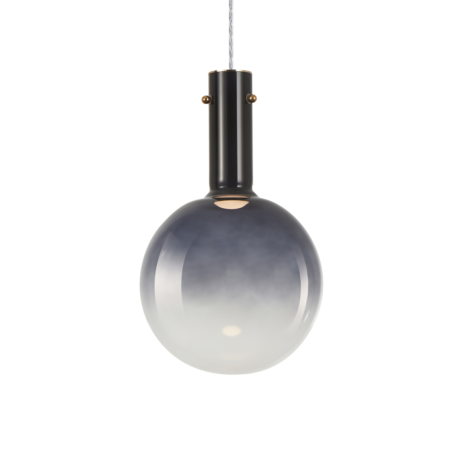 Lampada a sospensione Toronto, globo in vetro grigio-trasparente, Ø 25 cm
