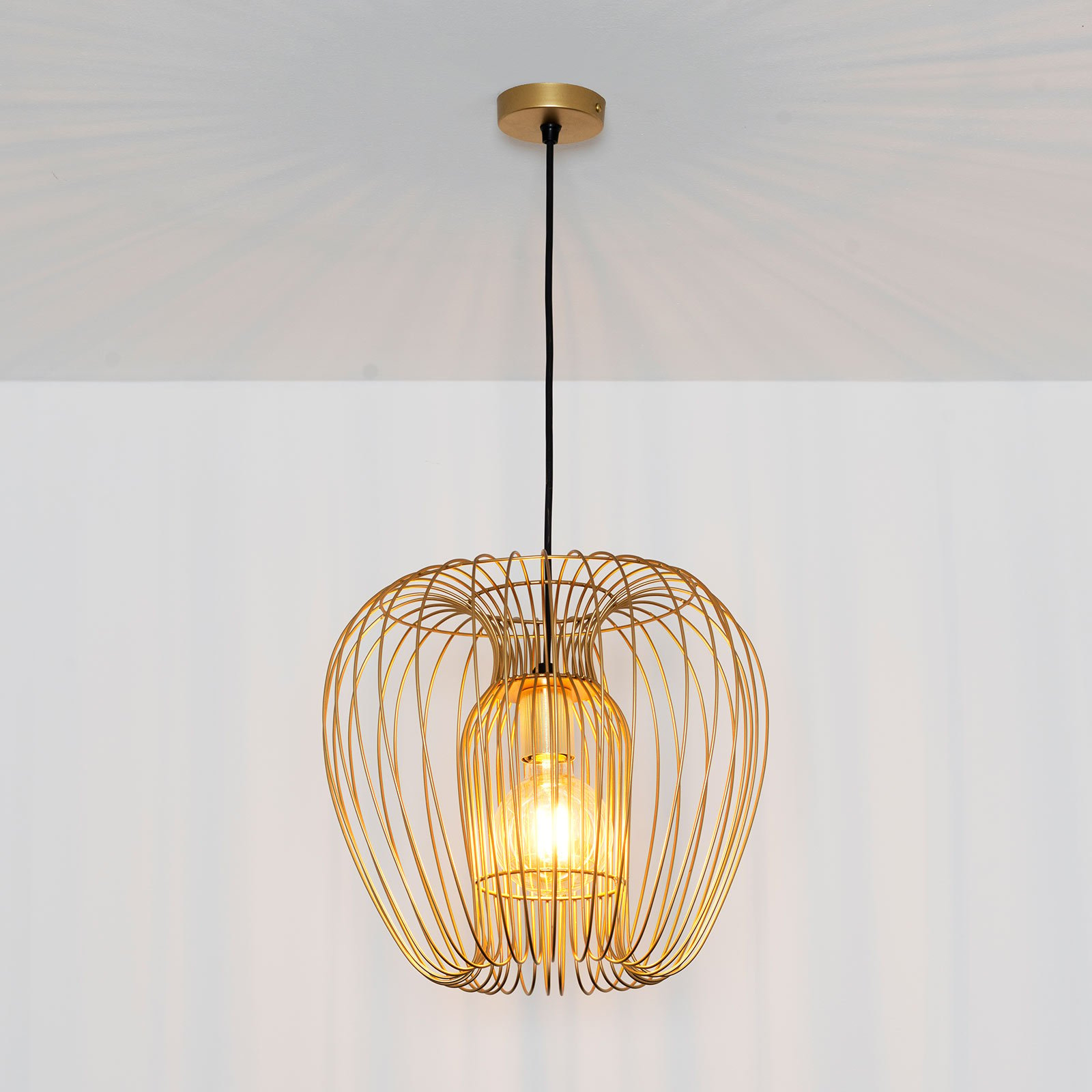 Hanglamp Protetto, goud, Ø 34 cm
