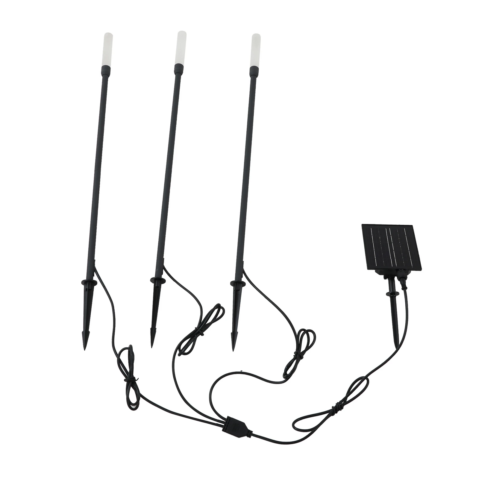 Lindby Lâmpada solar LED Balian, conjunto de 3, preto, alumínio, 3000K