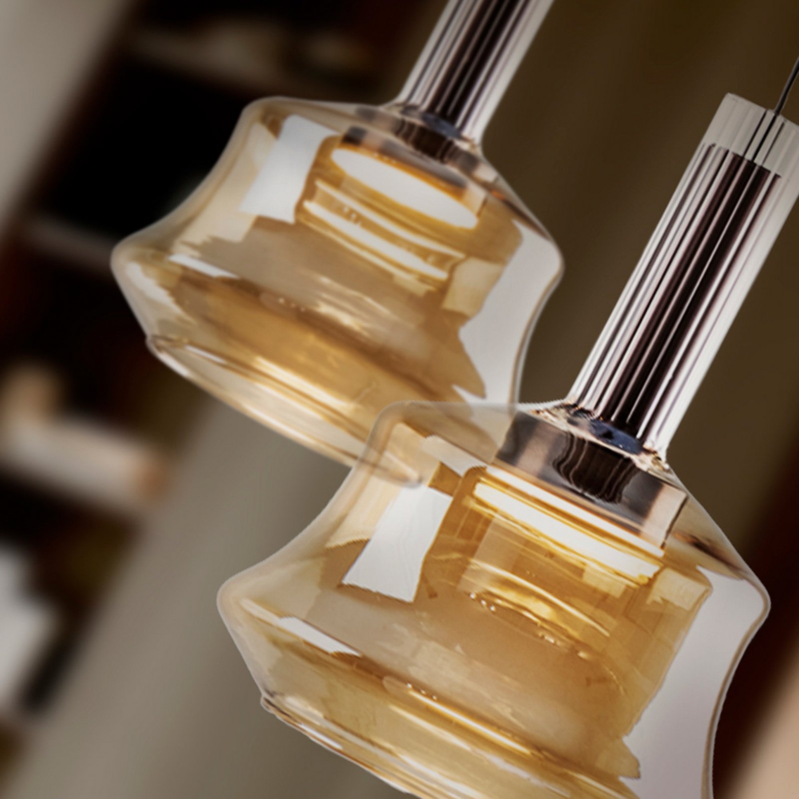 LED závesné svietidlo Scarlett, jantárová, Ø 18 cm, sklo