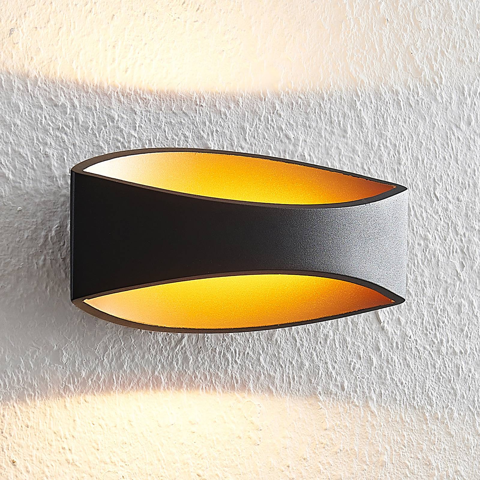 Arcchio Jelle LED wandlamp, 25 cm, zwart
