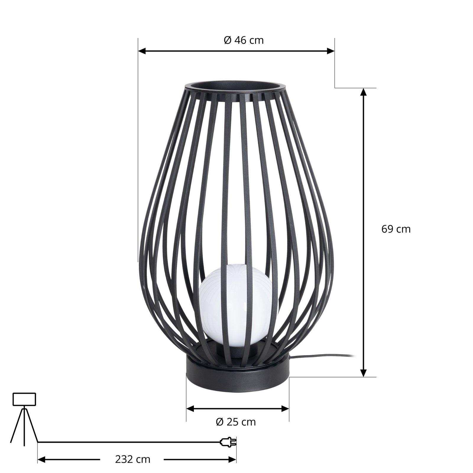 Lucande patio light Marrin, black, metal, cage