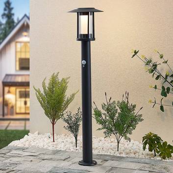Lindby Volki bolardo luminoso solar LED, sensor