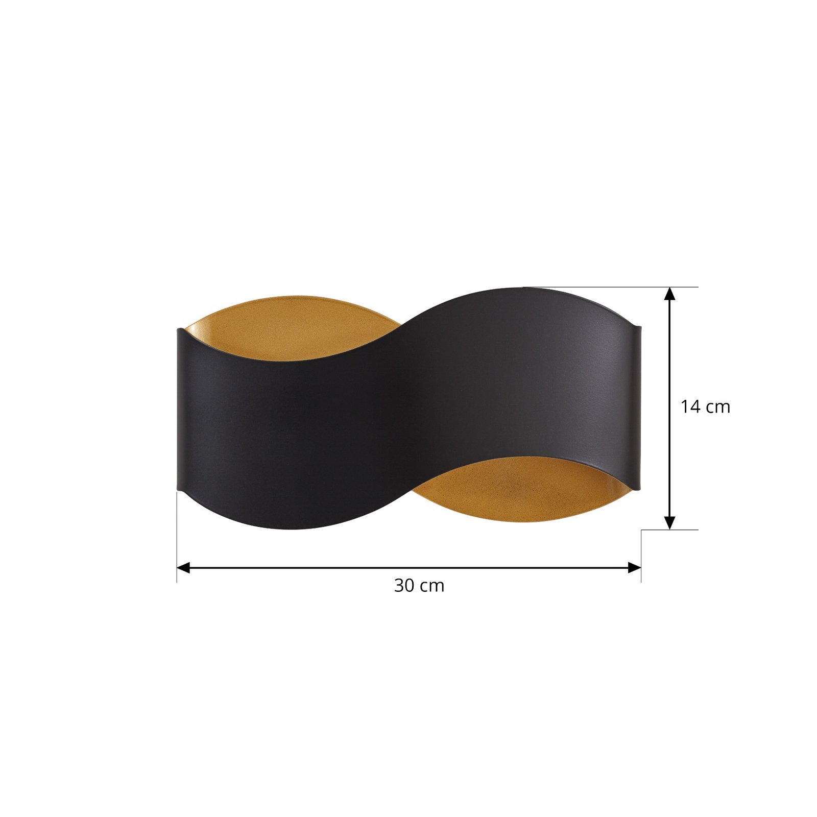 Lindby Wandleuchte Dailin, schwarz/gold, 30 cm, Metall