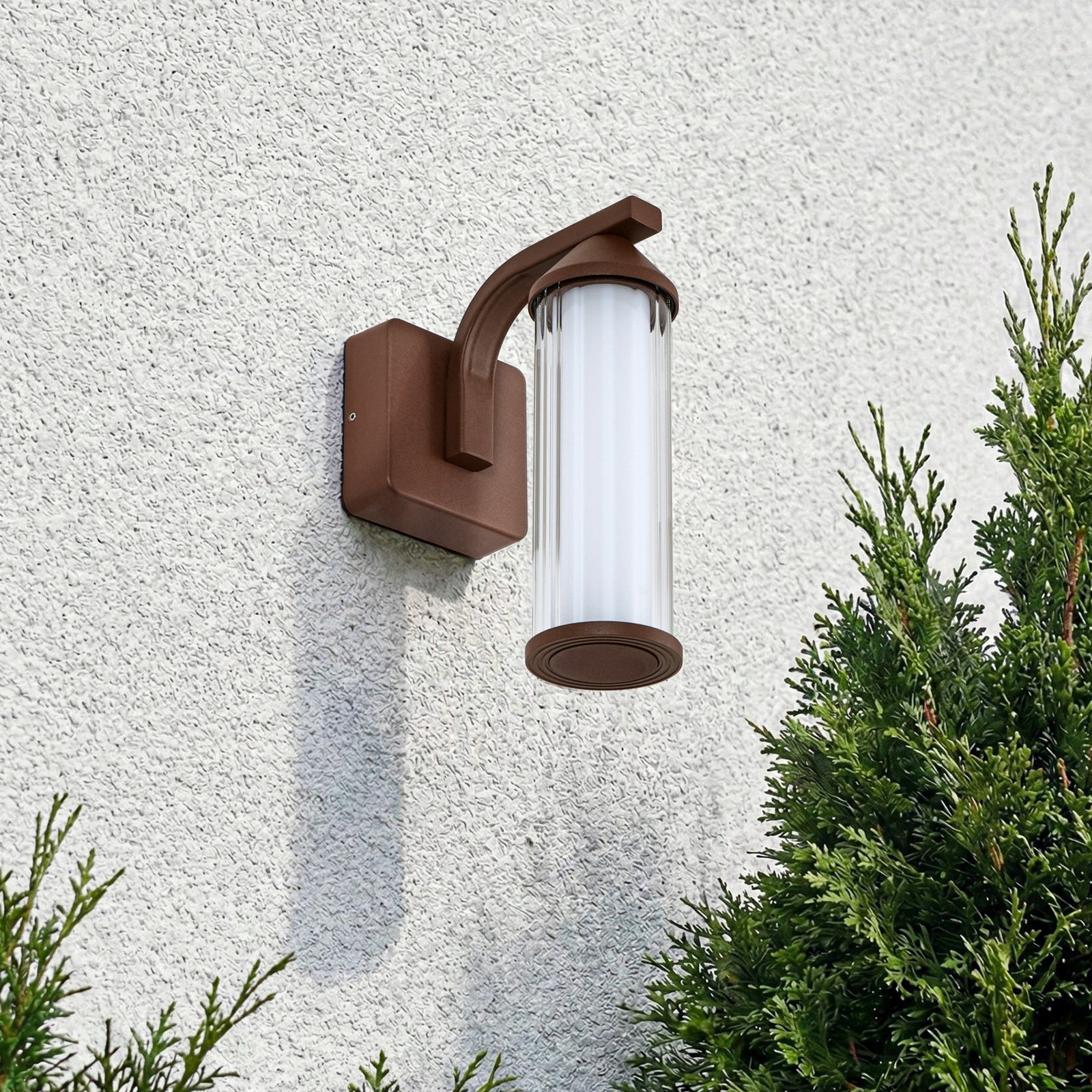 Lindby LED buiten wandlamp Neravio, roest, hoogte 26 cm, IP54