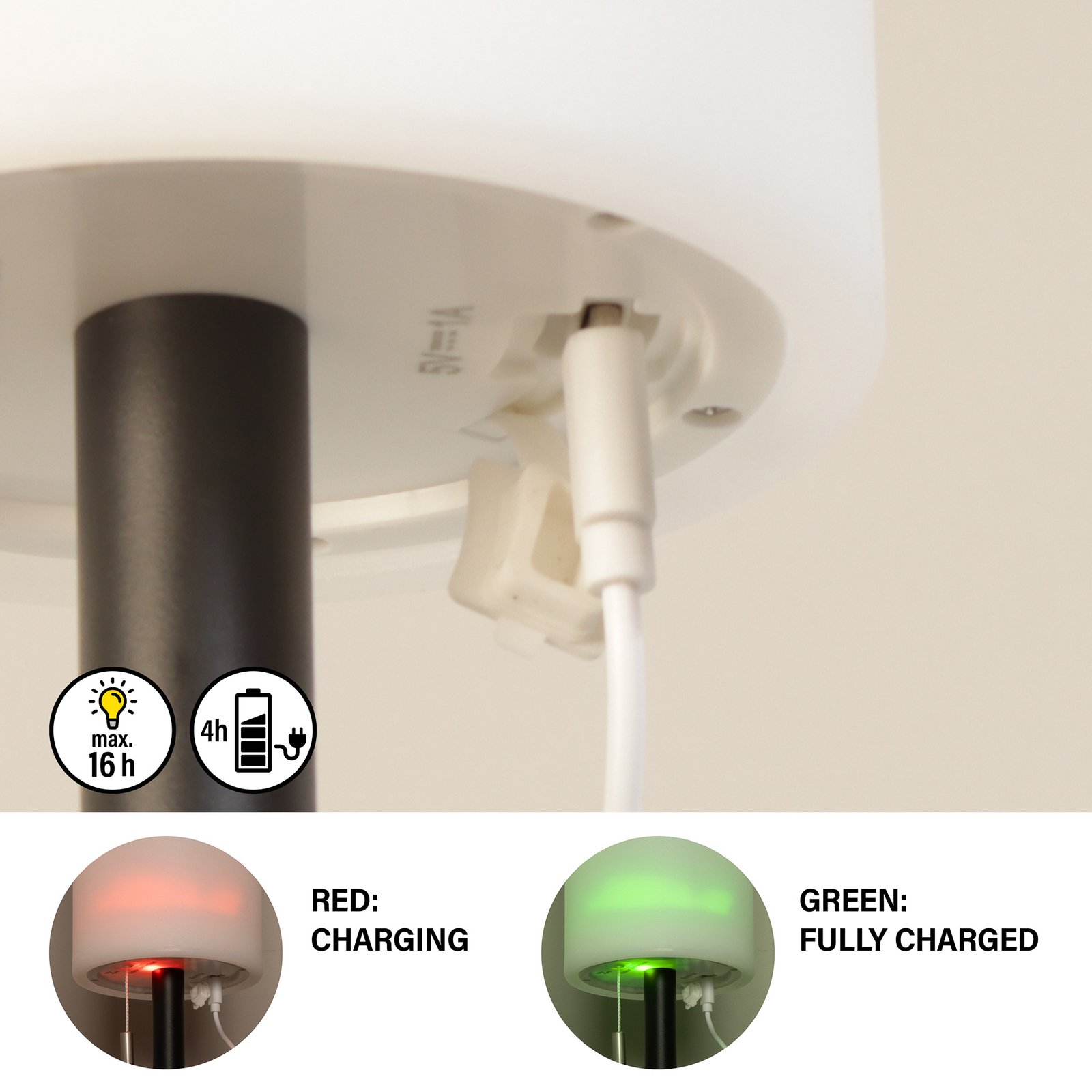 Lampe à poser LED rechargeable Larino, hauteur 28 cm Lampe à poser LED rechargeable Larino, hauteur 28 cm