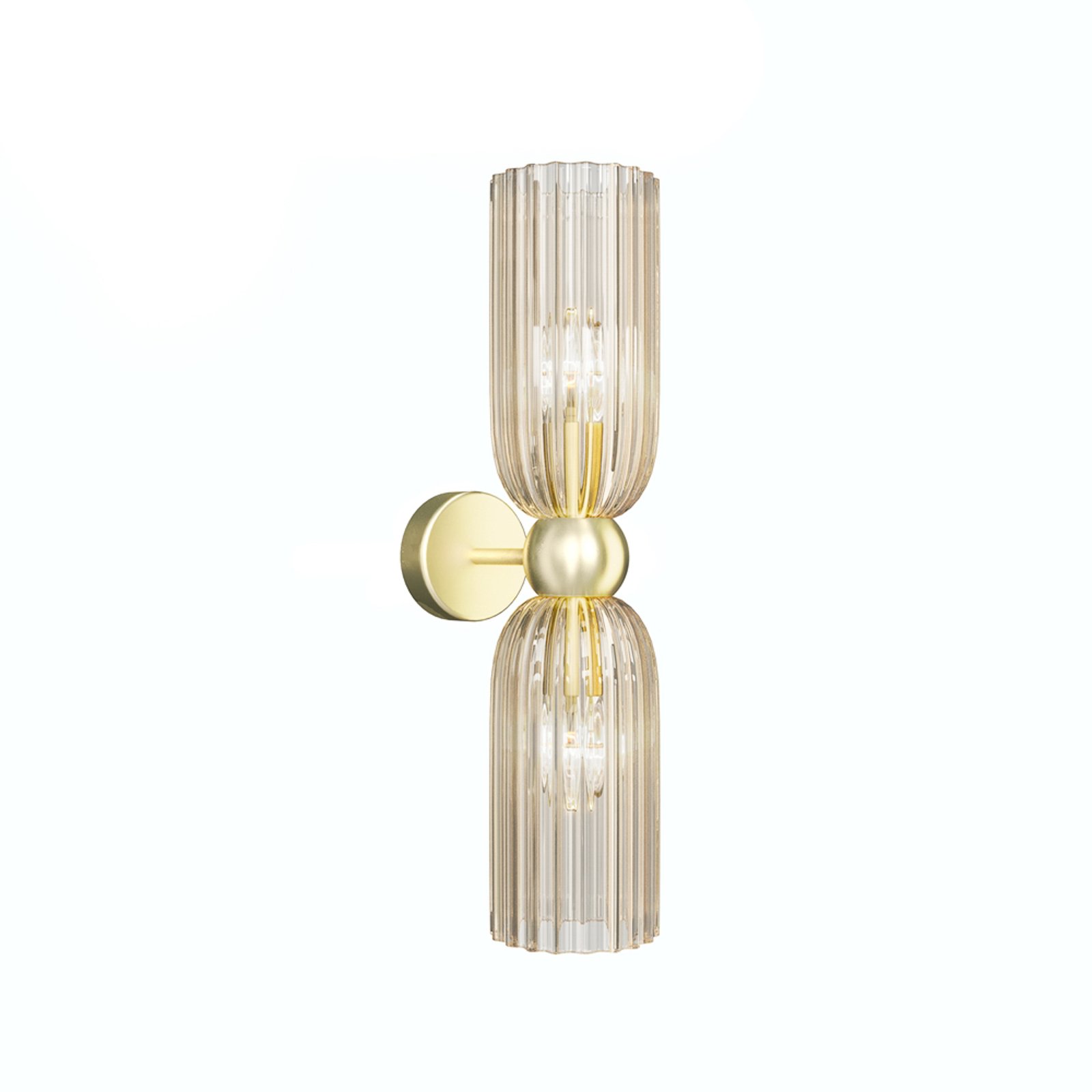 Maytoni wall light Antic, 2-bulb, gold/amber, glass