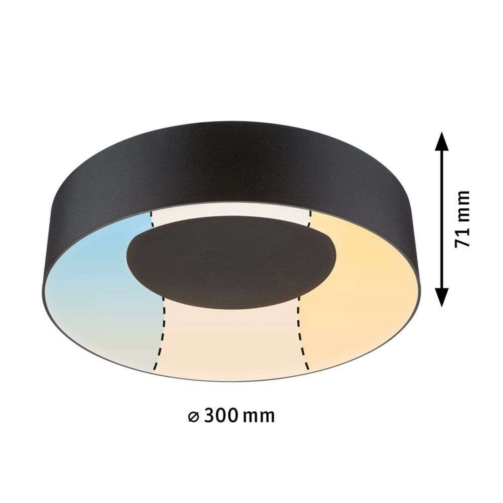 Casca LED Plafonieră IP44 Alb/Matt Negru - Paulmann