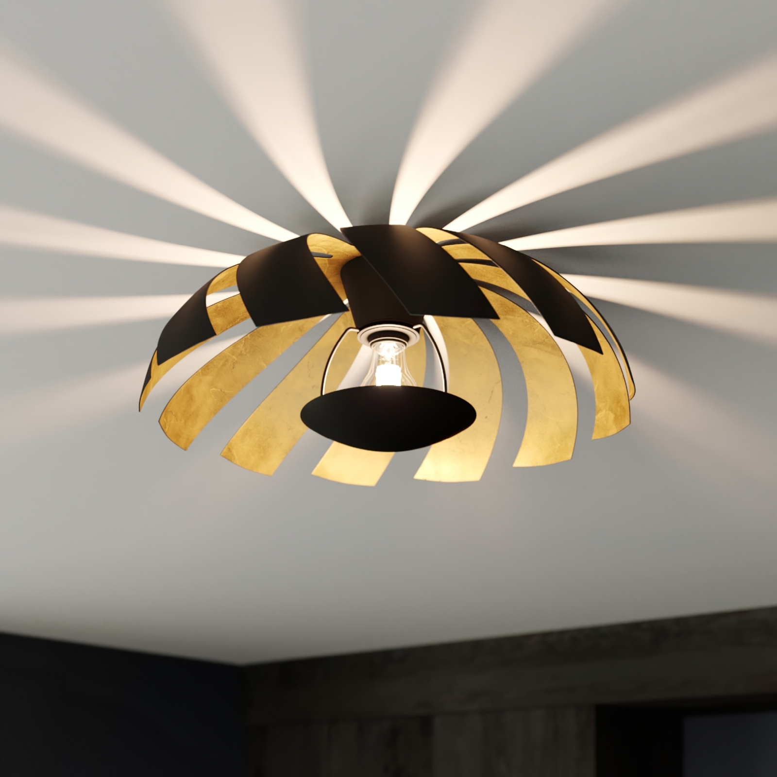 Lucande Archilleas taklampe, svart-gull