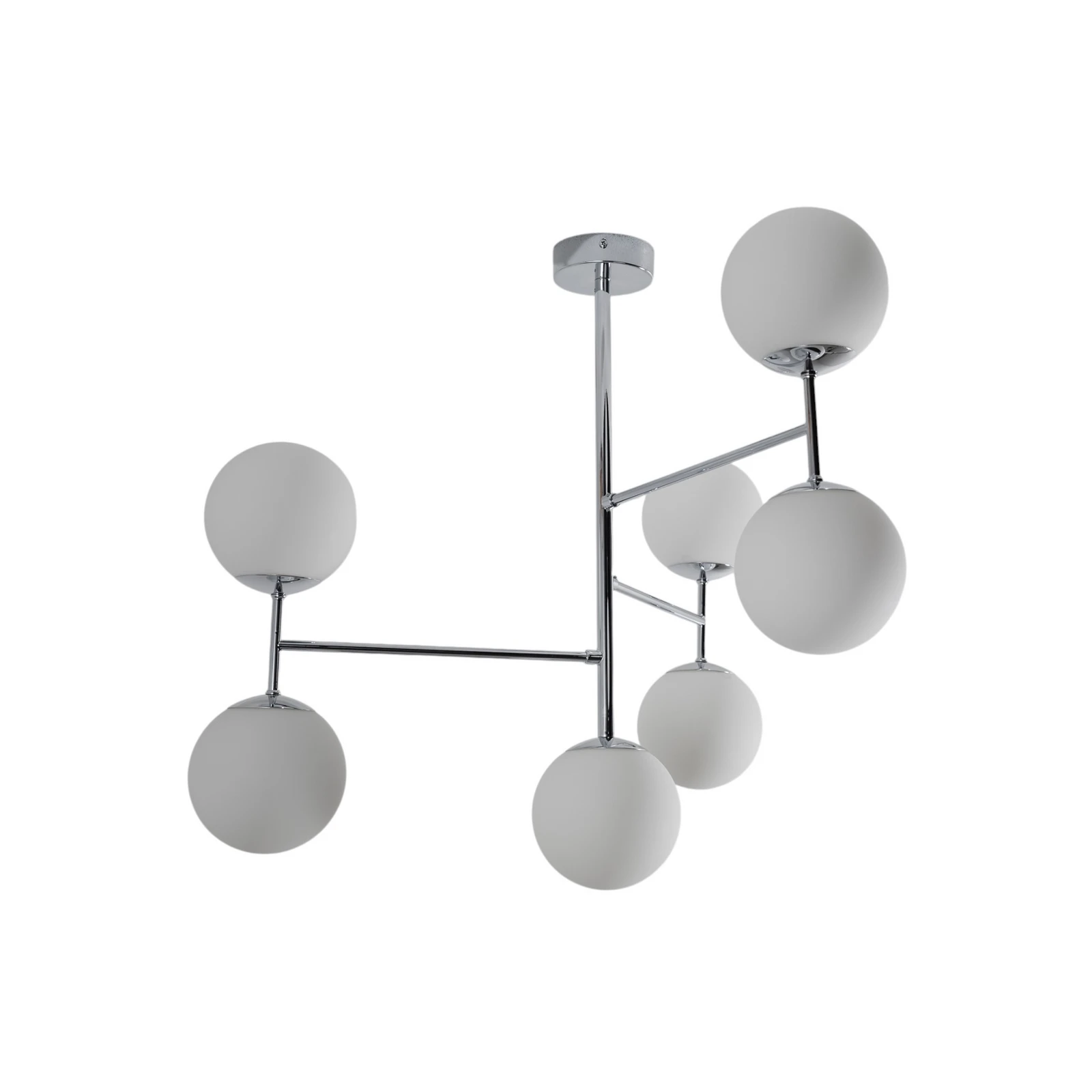 Stropné svietidlo Korek, chróm/biela, sklo, 75 cm, 7-pl., E14