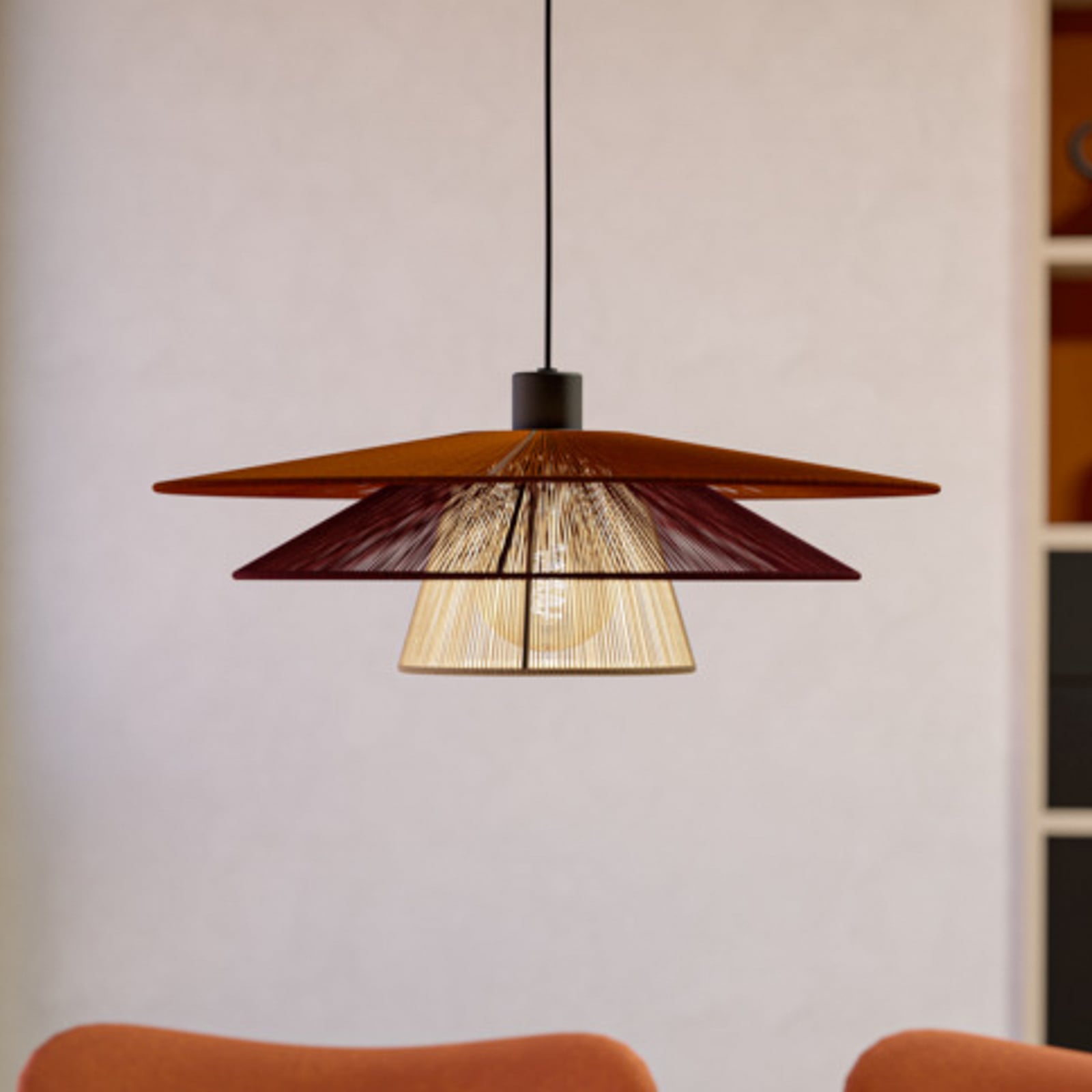 EGLO hanglamp PIGNONA, rood/oranje/wit, Ø 50 cm, textiel