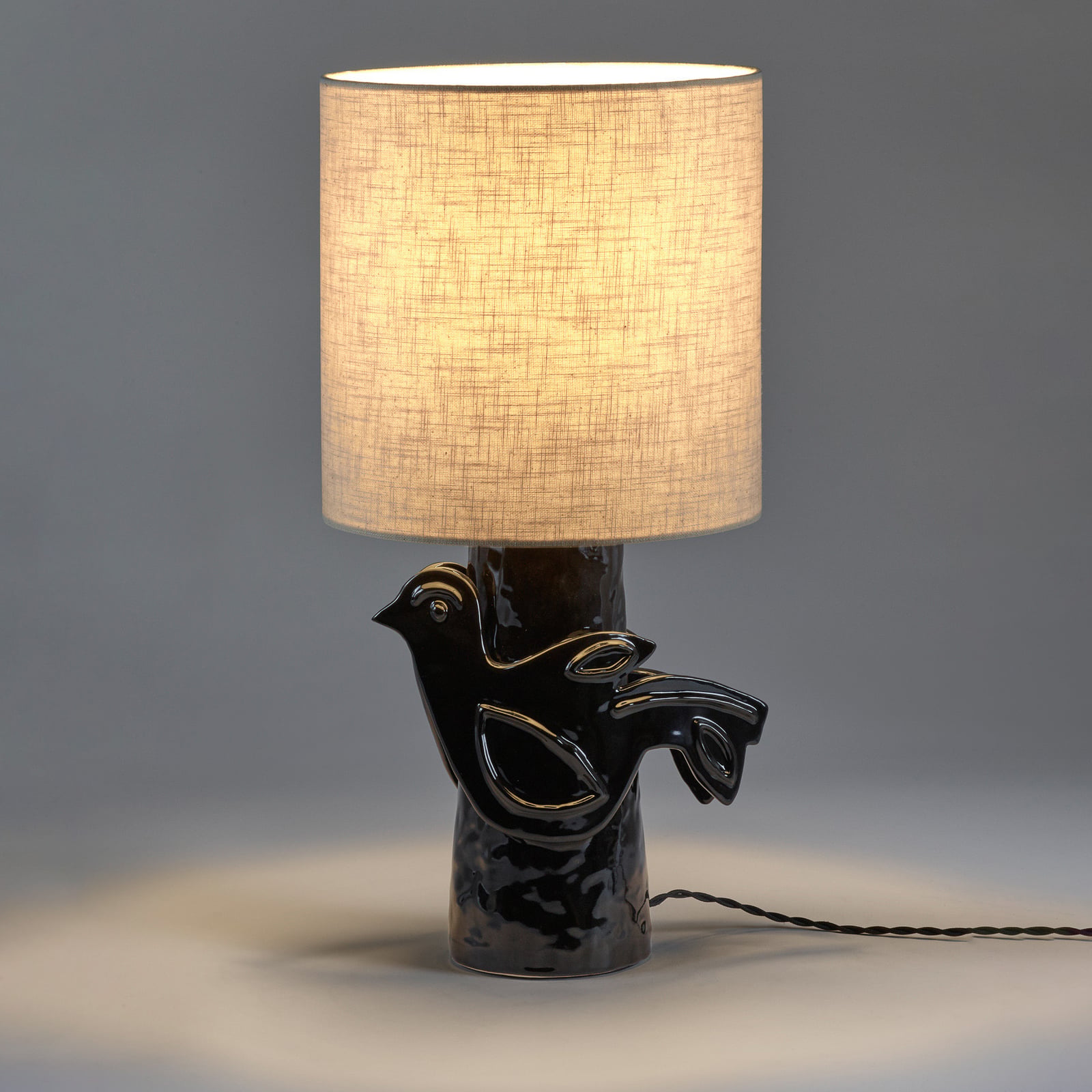 BLACK/BEIGE PALOMA bordlampe, stentøj, tekstil, højde 52 cm, E27 – Serax