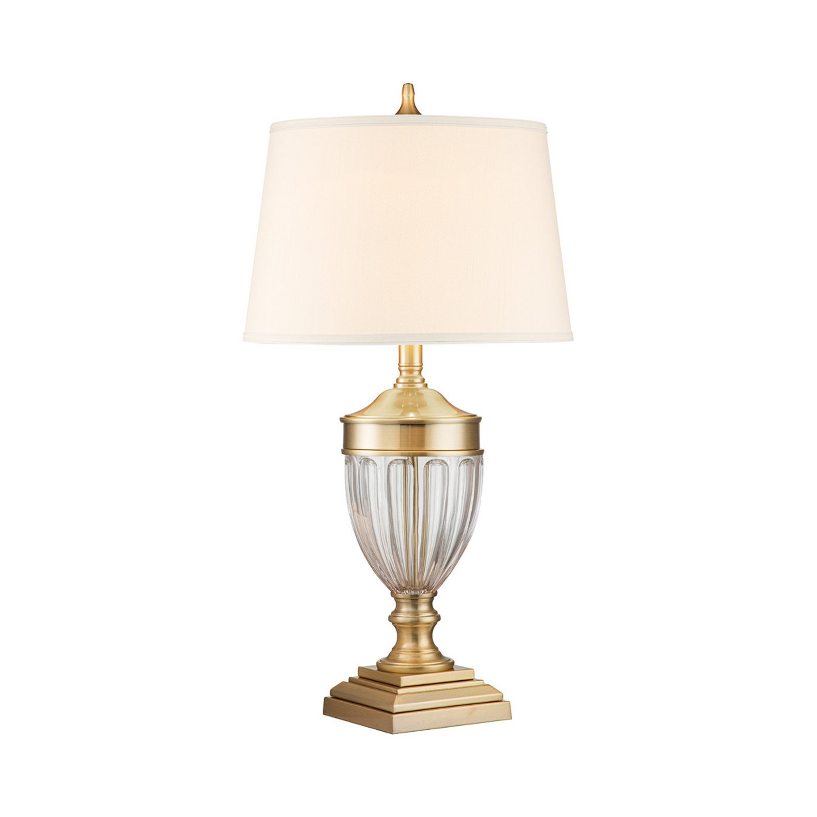 QUOIZEL Dennison 1 lampă de masă textil alamă periată - Camera de zi / sufragerie - maro - Metal