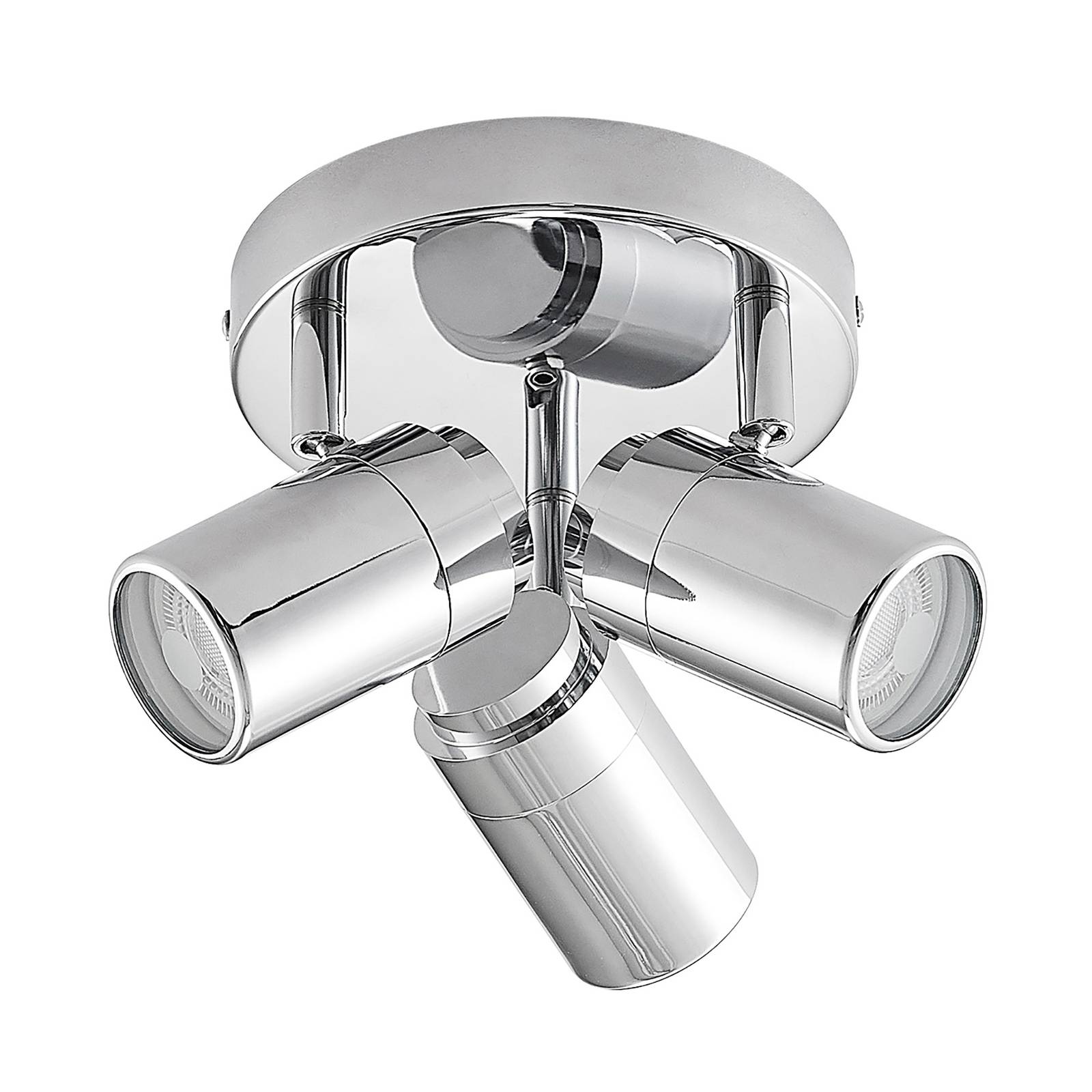 Lindby Remilan downlight, chrome, round, for Living / Dining Room, steel, glass, GU10, 20 W, H: 12.2 cm
