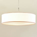 Lindby pendant light Sebatin, Ø 50 cm, white, fabric, E27