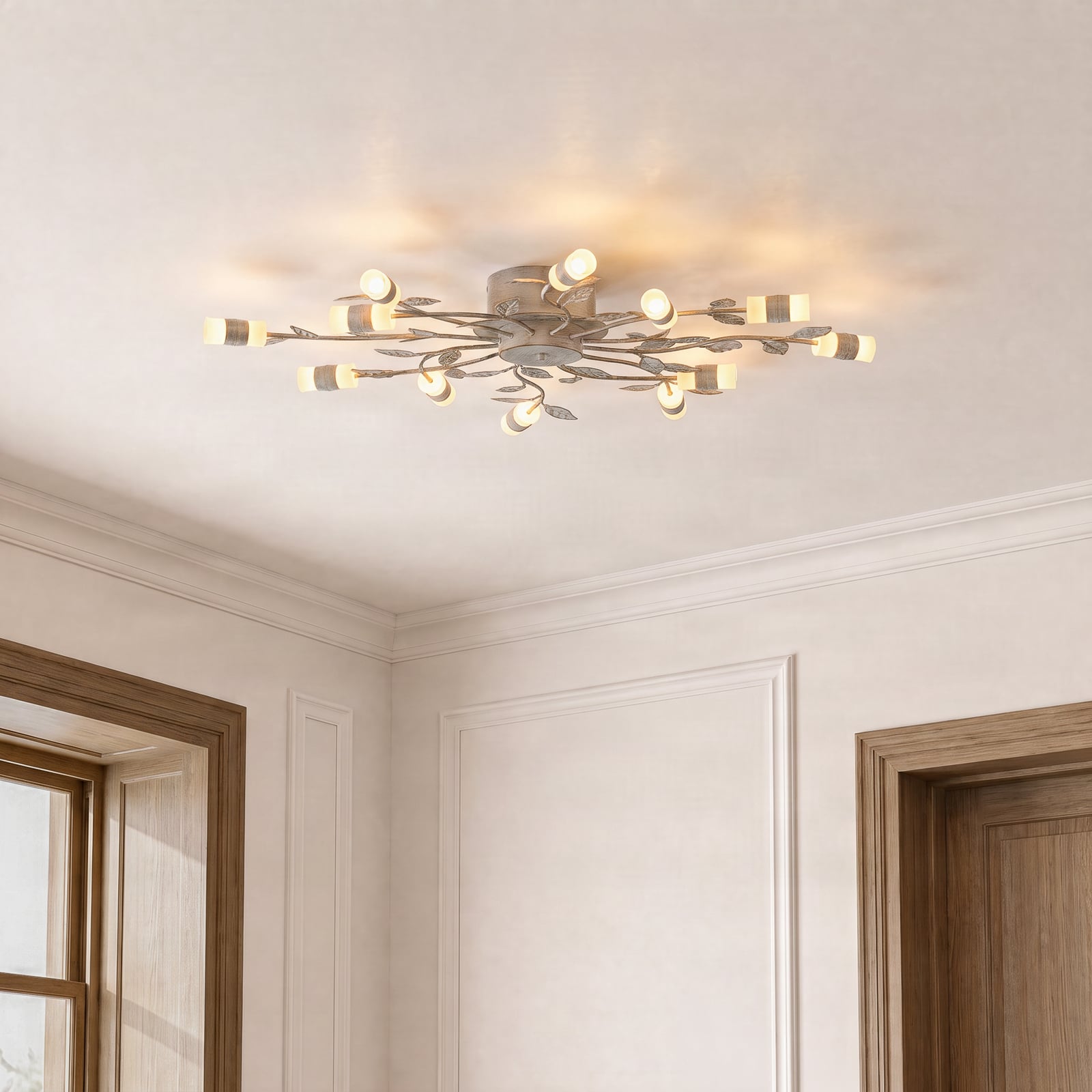 Plafonnier LED Lindby Bolonia, laiton/blanc, Ø 80 cm