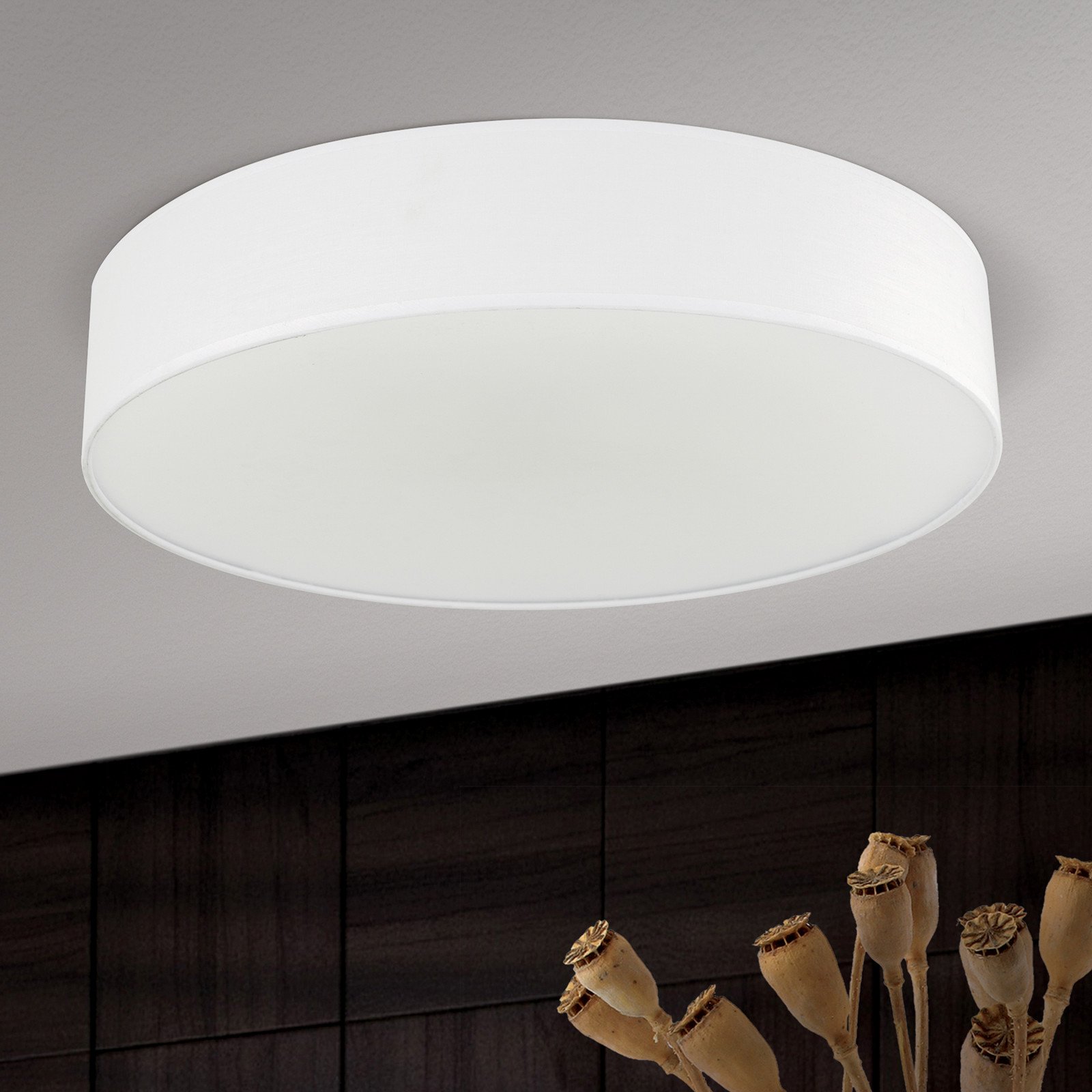 ORION Plafonieră Ufo cu abajur de in alb - Camera de zi / sufragerie - modern - Țesătură / Textil