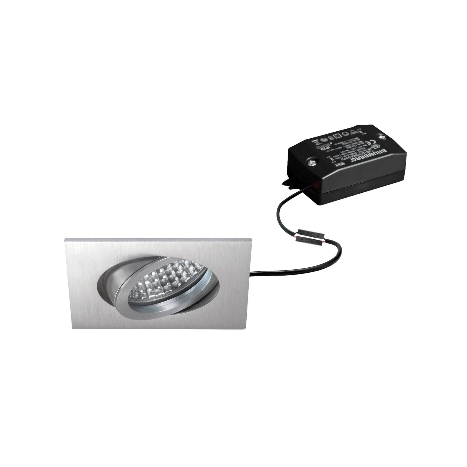 BRUMBERG LED recessed spotlight Tirrel-S, on/off, aluminium matt
