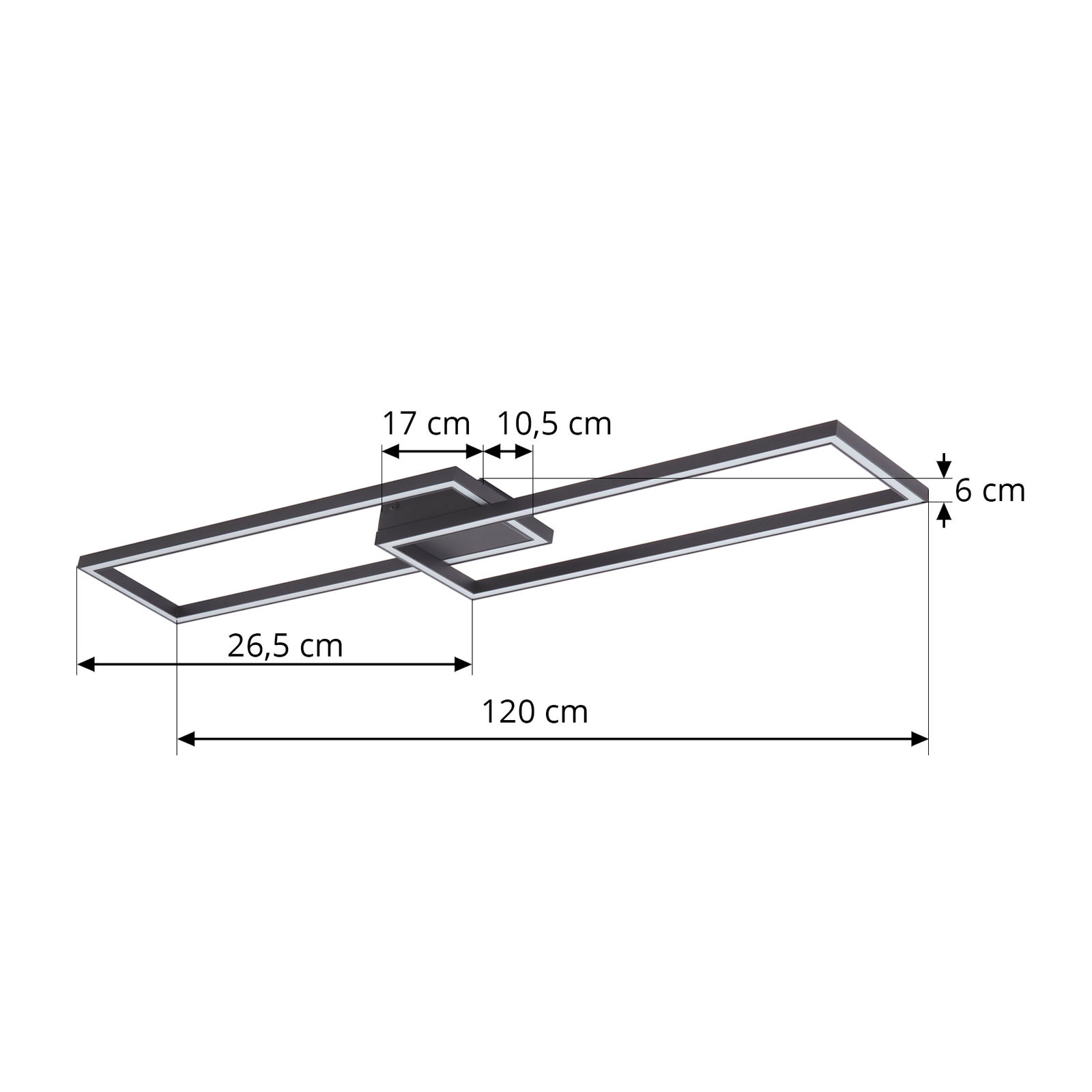 Lucande LED-kattovalaisin Tjado, suorakaiteen muotoinen, 2-valo, 120cm