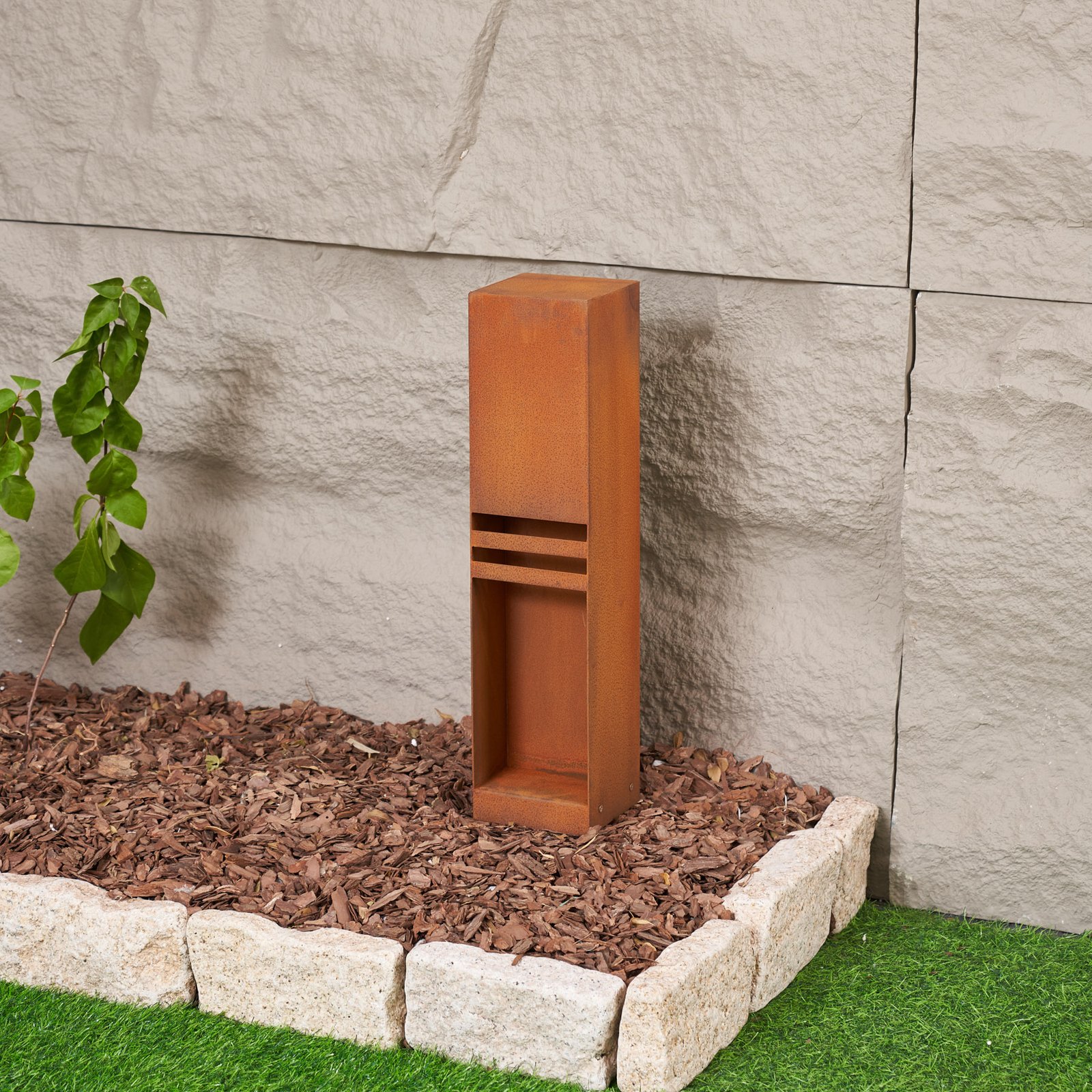 Lucande LED pedestal light Oxido, rust-coloured, corten steel