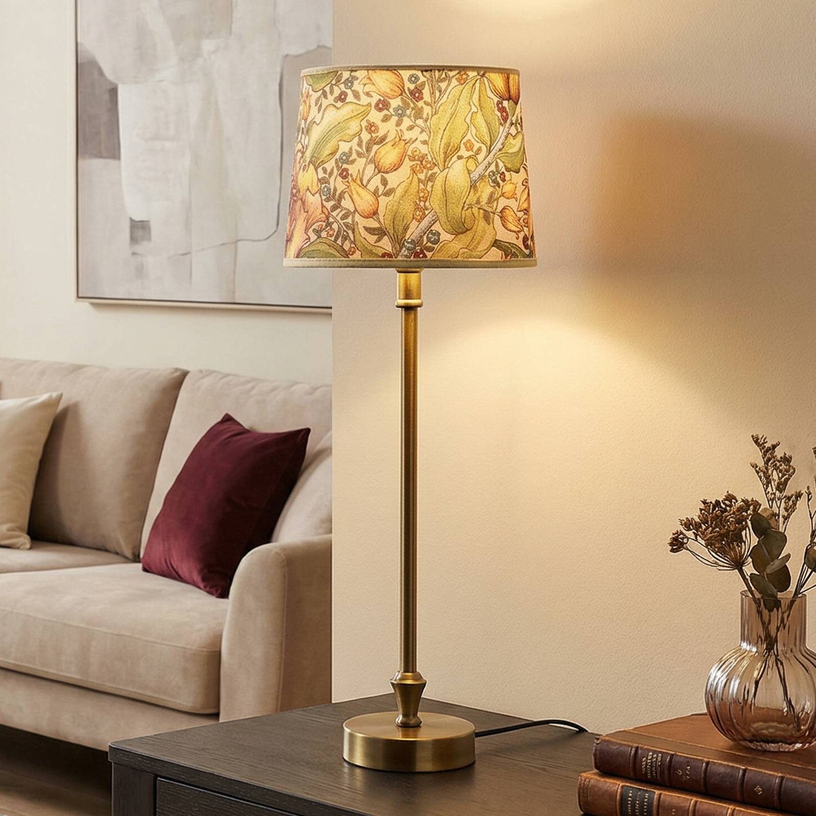 Pr Home Table Lamp Liam, Brass, Lampshade Sofia Theo Beige