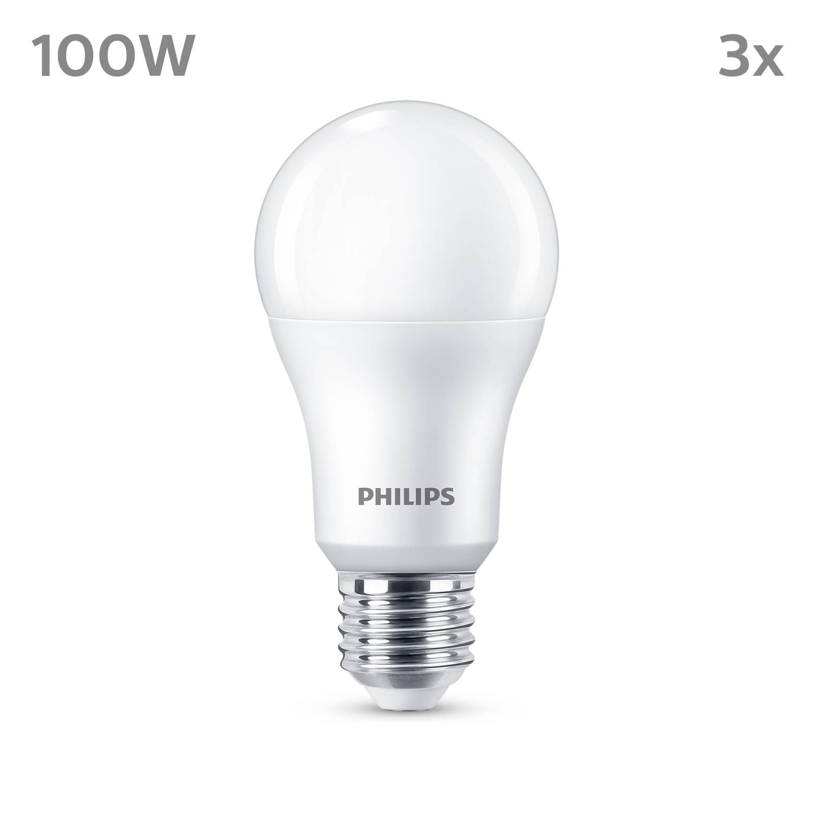 Levně Philips LED žárovka E27 13W 1521lm 4000K matná 3ks