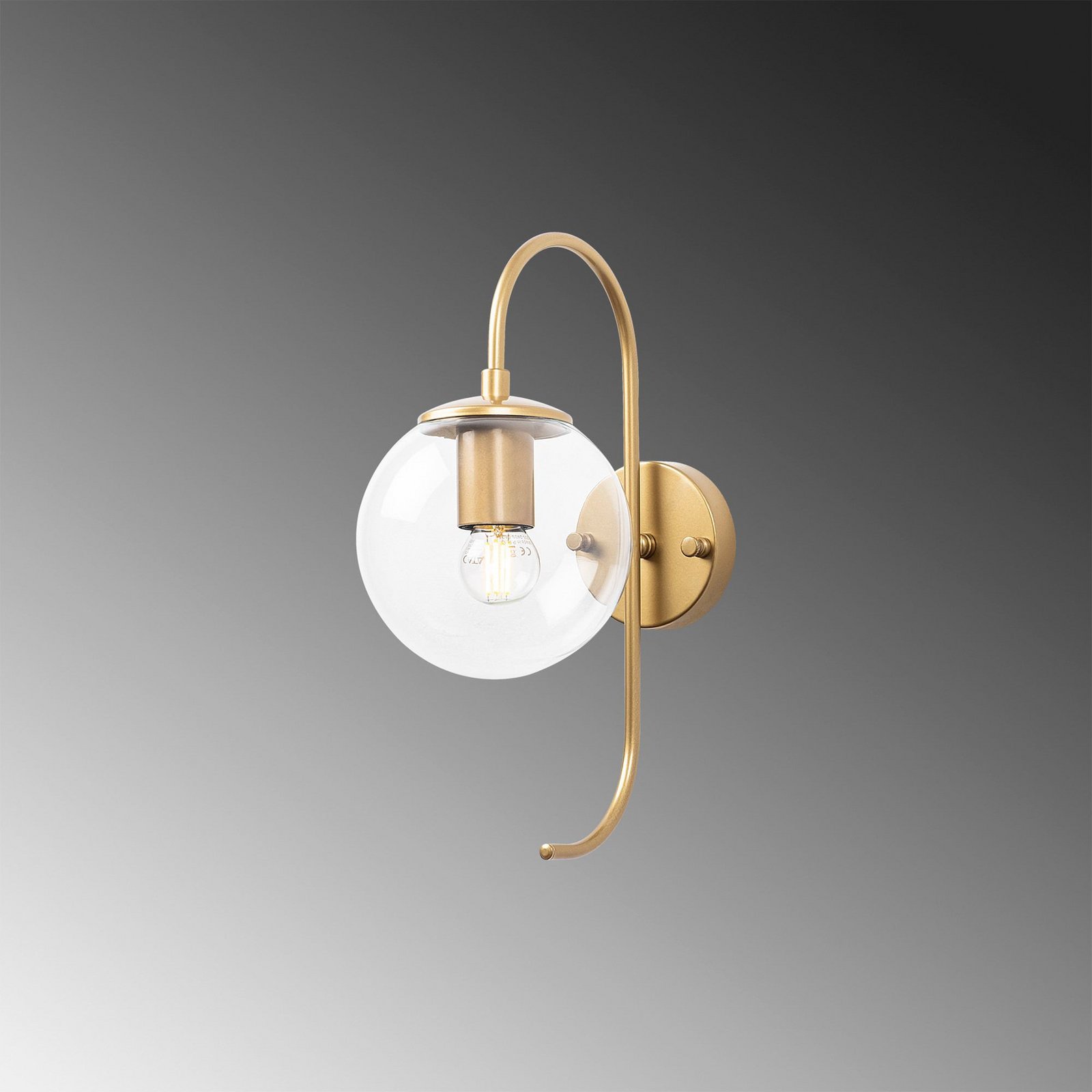 Jewel wall light, gold-coloured, glass, height 36 cm, E14