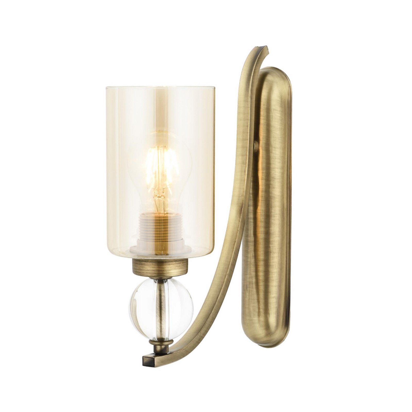 Wandlamp Jadina, goud antiek, hoogte 32 cm, metaal/glas