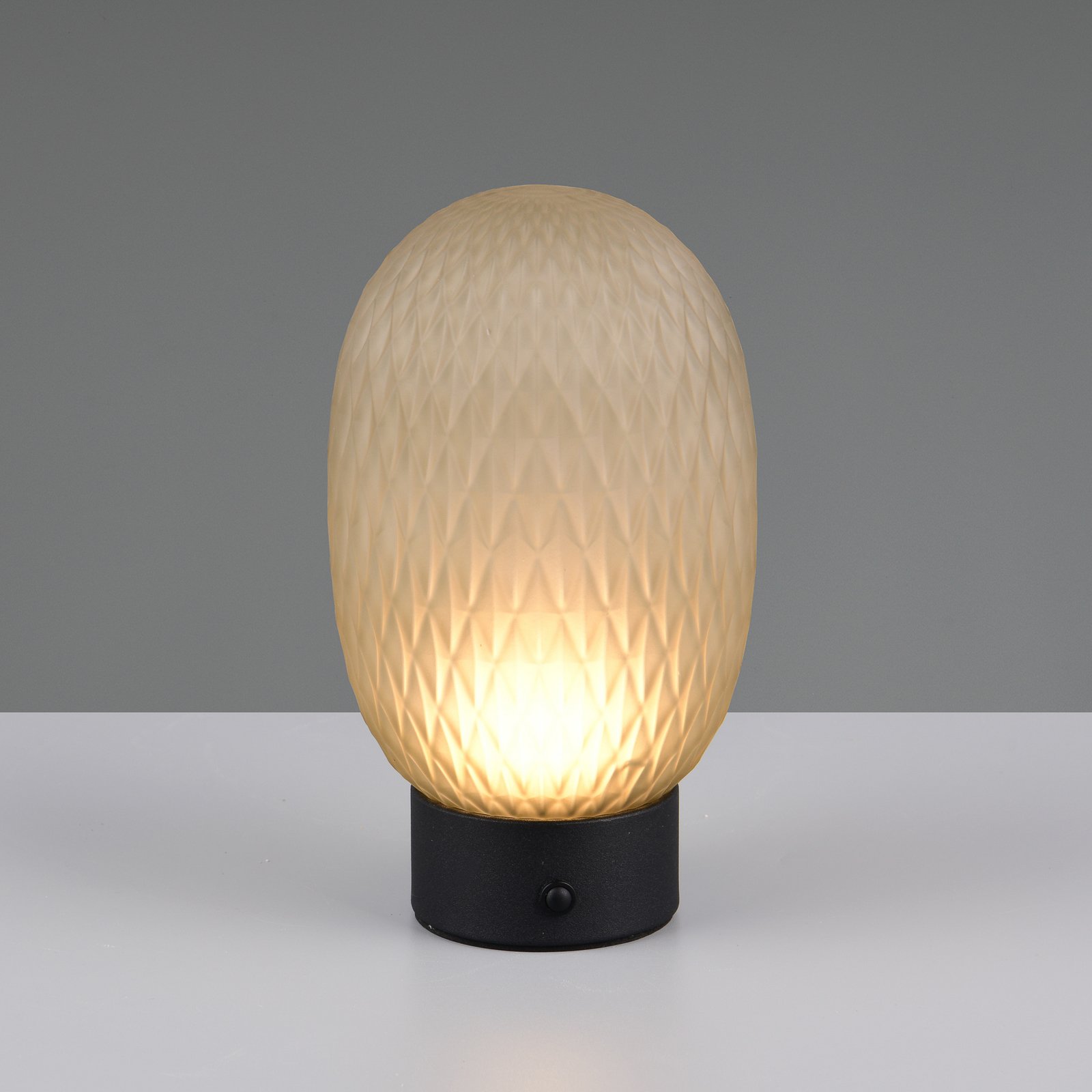 LED rechargeable table lamp Facette, green, USB, glass,