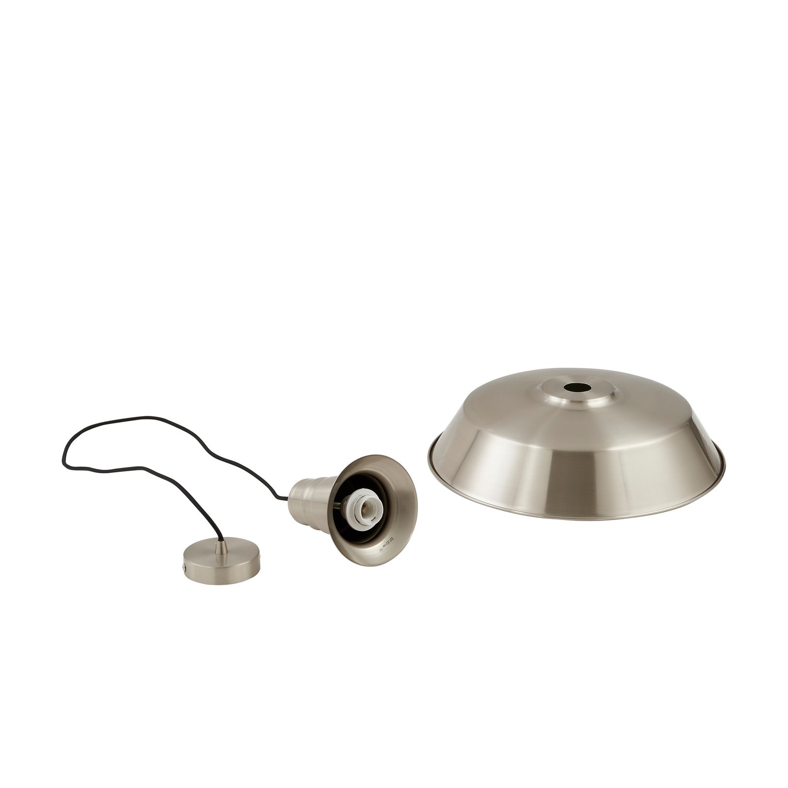 Lindby pendant light Laylan, nickel/white, Ø 46 cm, metal