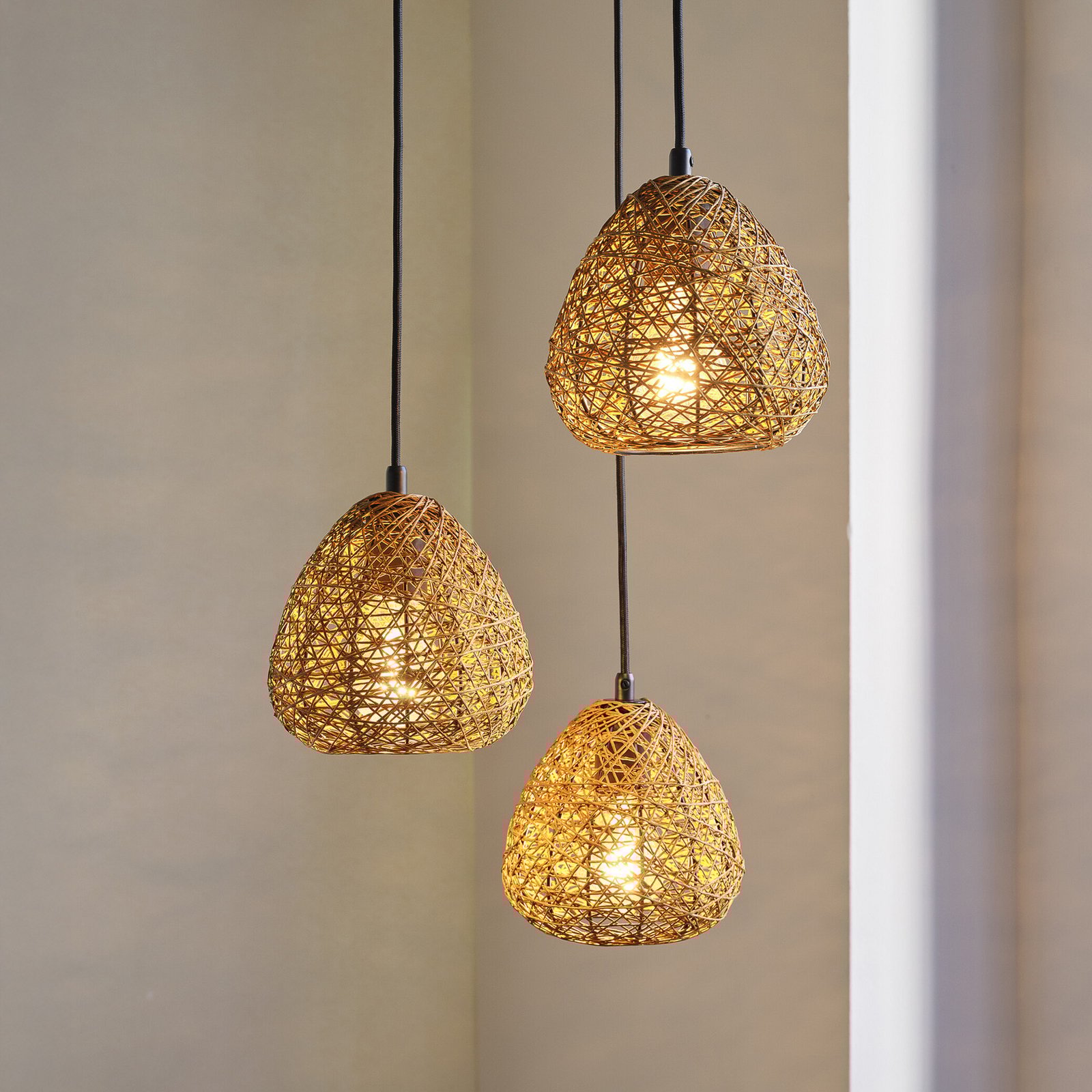 Lampada a sospensione OSRAM Decor Paper Drop, a 3 luci, rotonda, beige, E27
