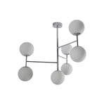 Deckenlampe Korek, chrom/weiß, Glas, 75 cm, 7-flg., E14