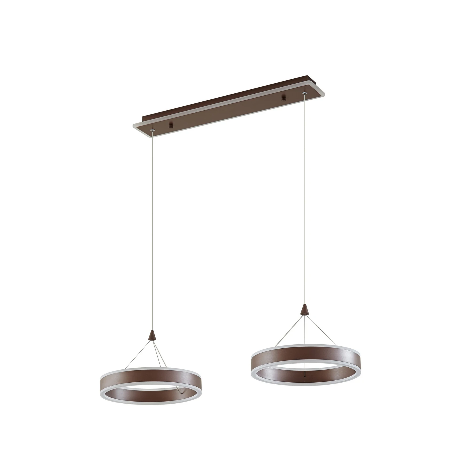 Lucande suspension LED Kolo, 86 cm, à 2 lampes, marron, à intensité variable