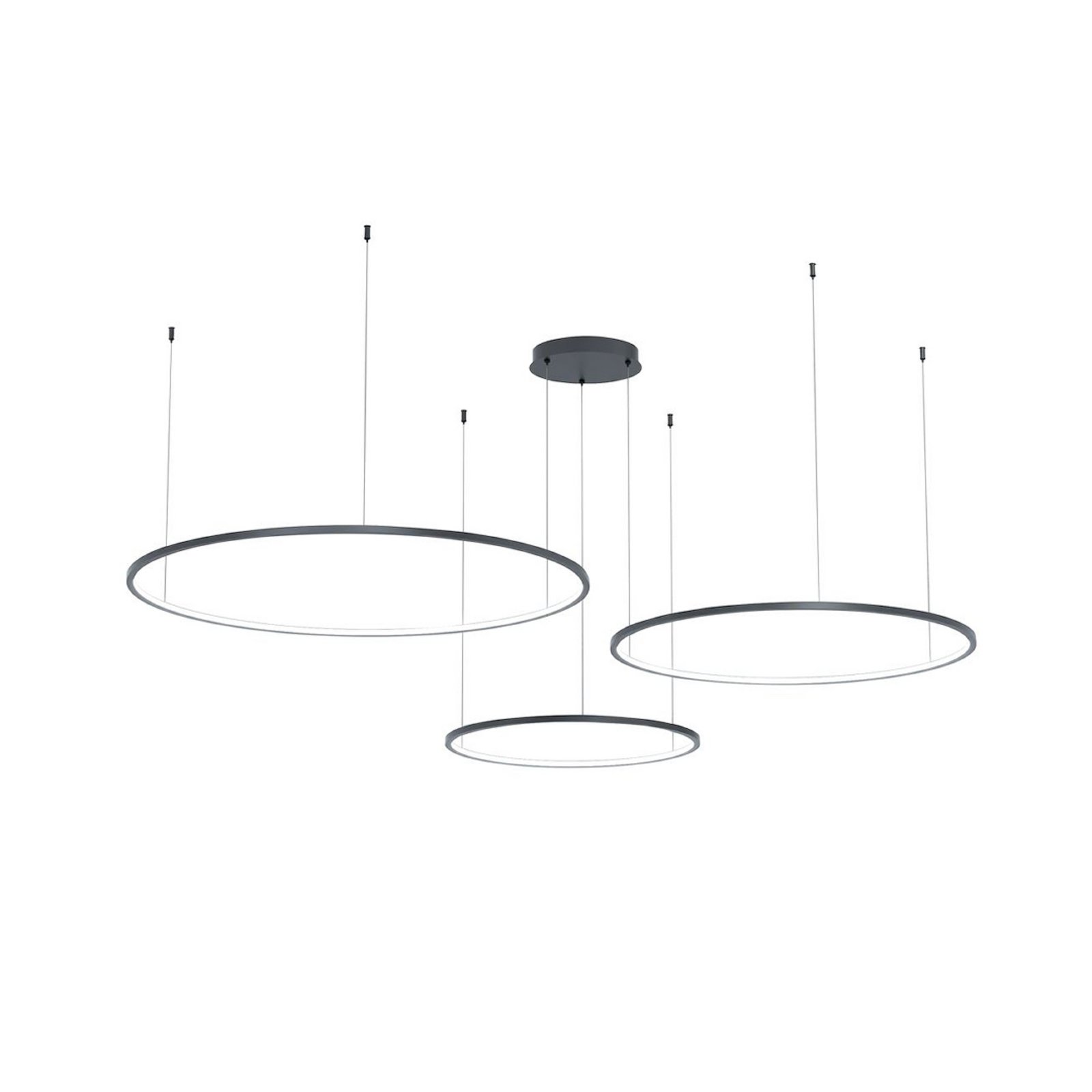 LED-Hängeleuchte Saturno, schwarz, 3-fl., Metall, 4.000 K