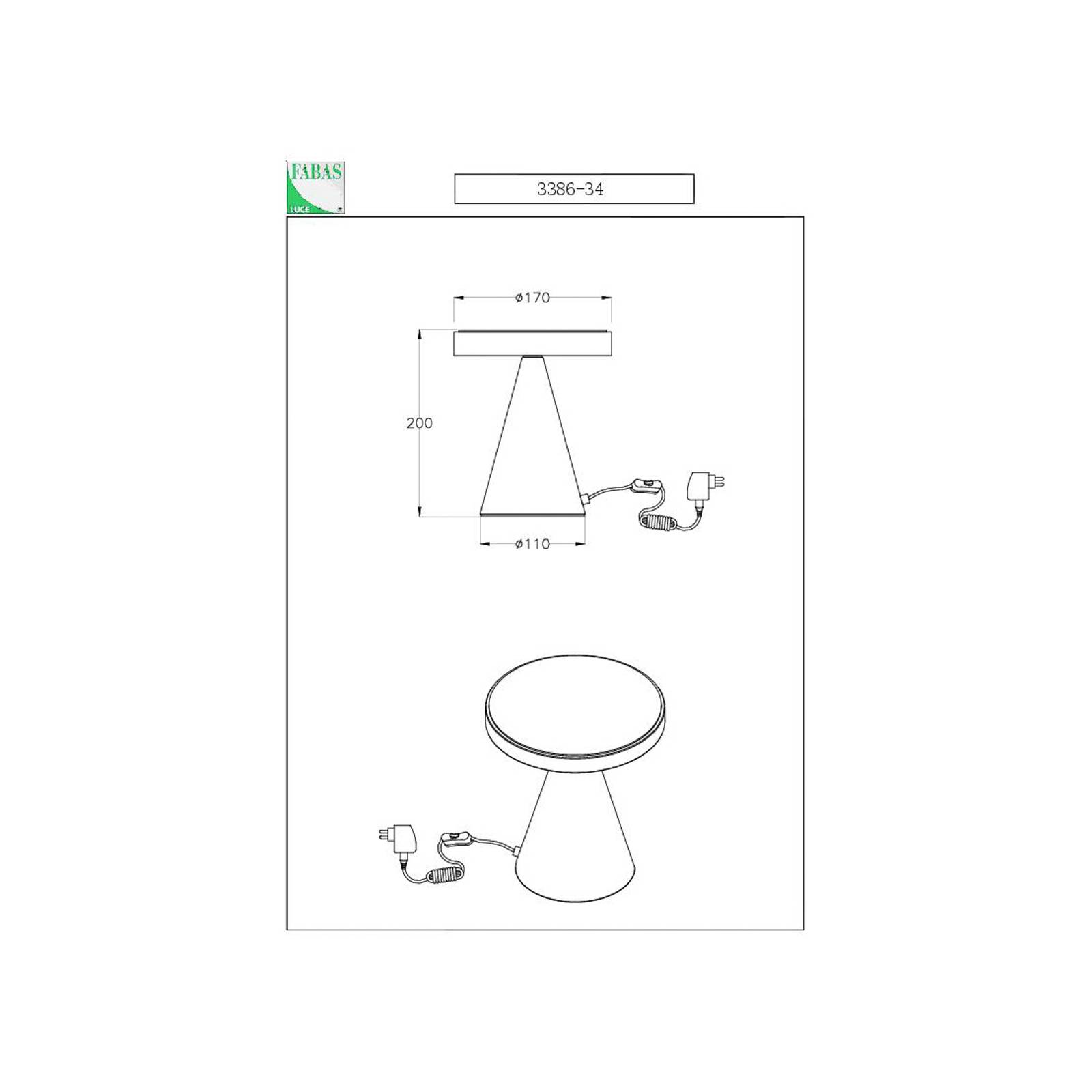 Fabas Luce LED-bordslampa Neutra höjd 20 cm nickel touchdimmer