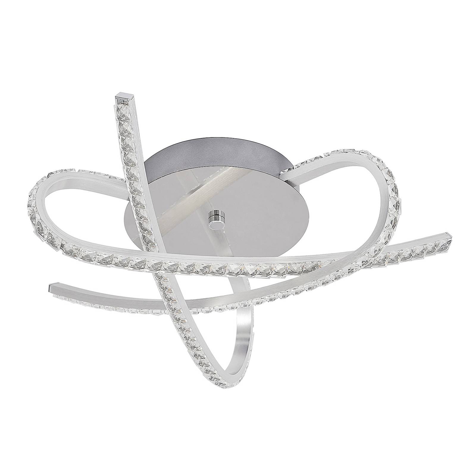 Lindby Aryana LED ceiling light, for Living / Dining Room, steel, aluminium, crystal, 14.1 W, H: 12 cm