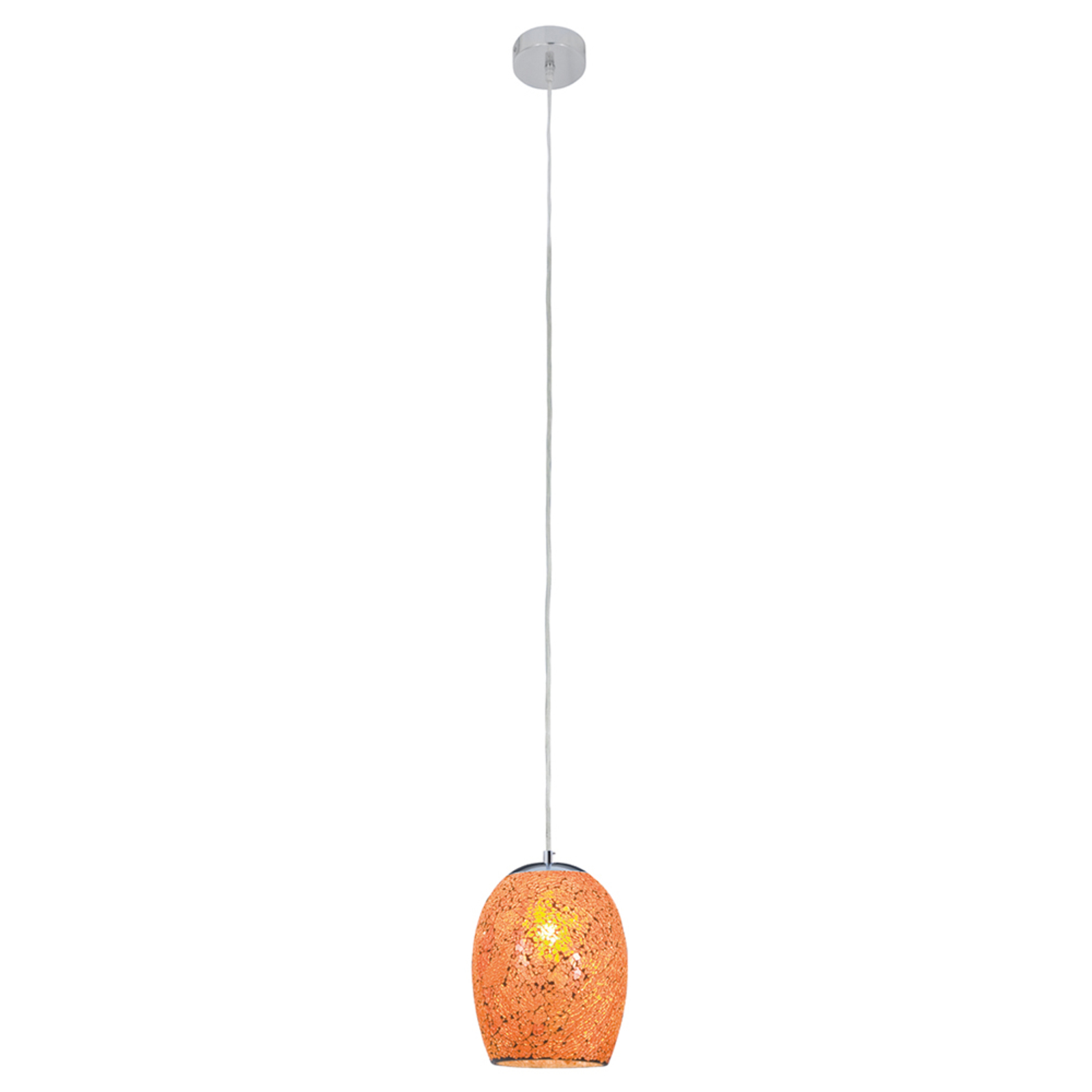 Hanglamp Crackle in oranje chroom