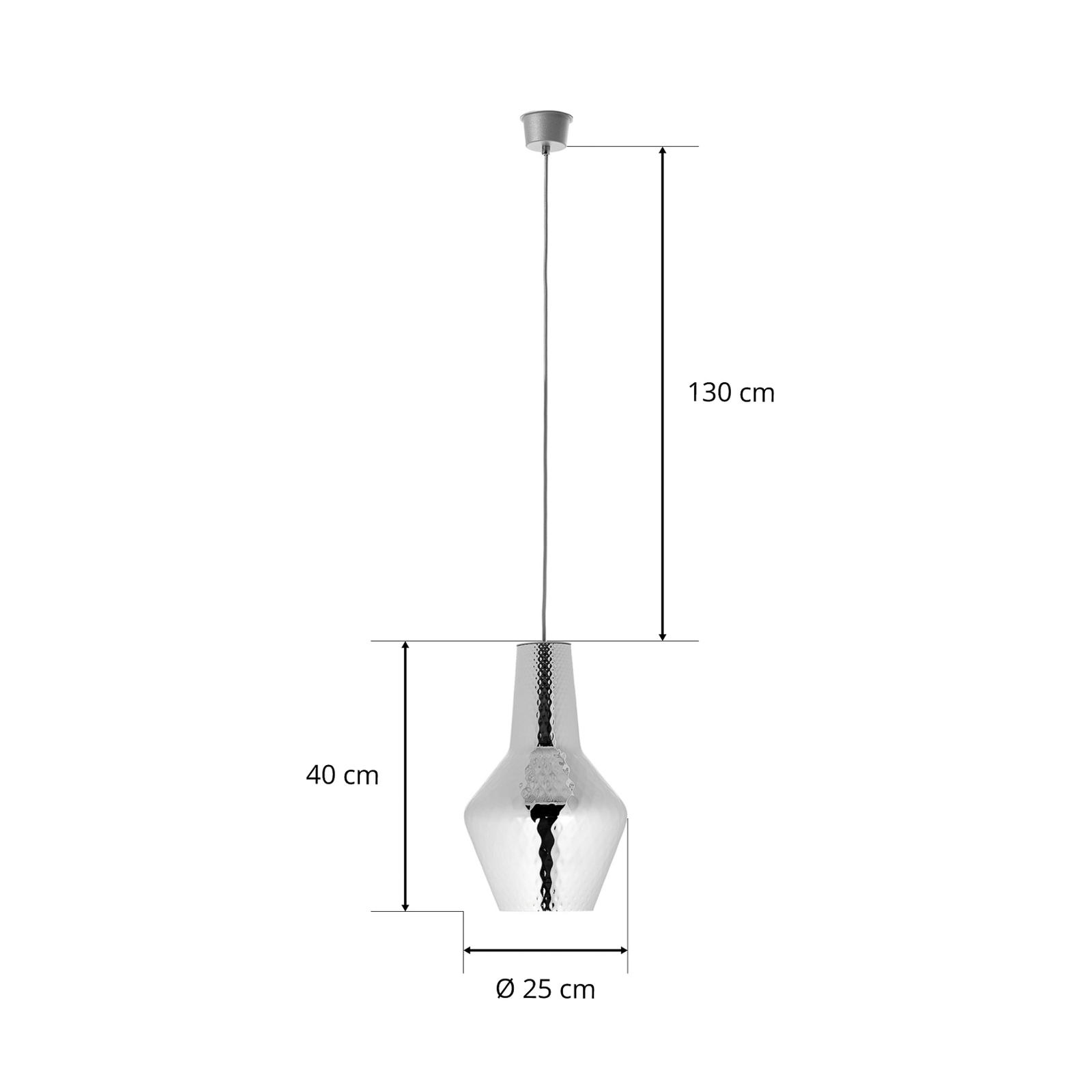 Závěsné světlo Romeo 130 cm stříbrná metalíza