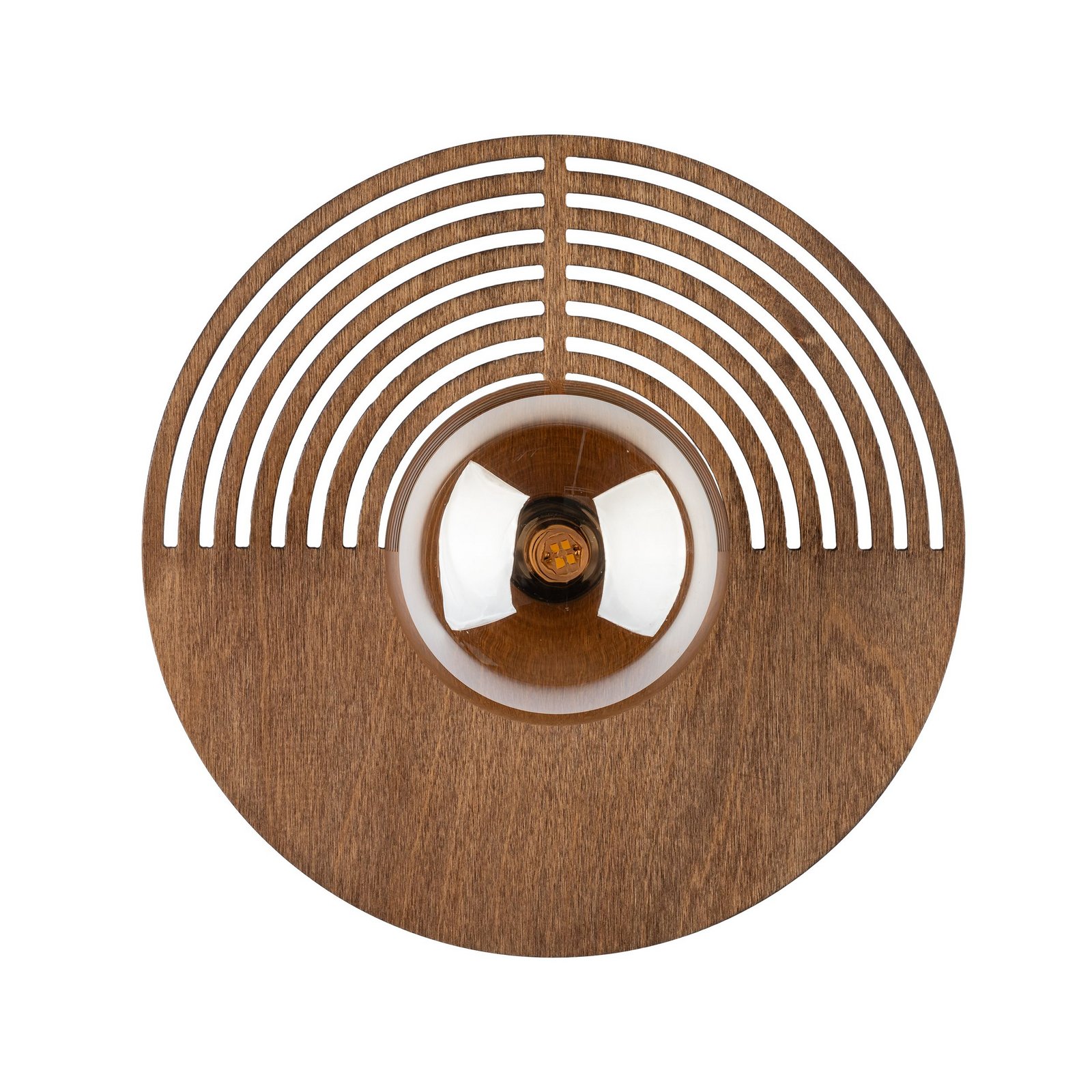 Wandleuchte Lunar, weiß/holzfarben, Ø 30 cm, G9