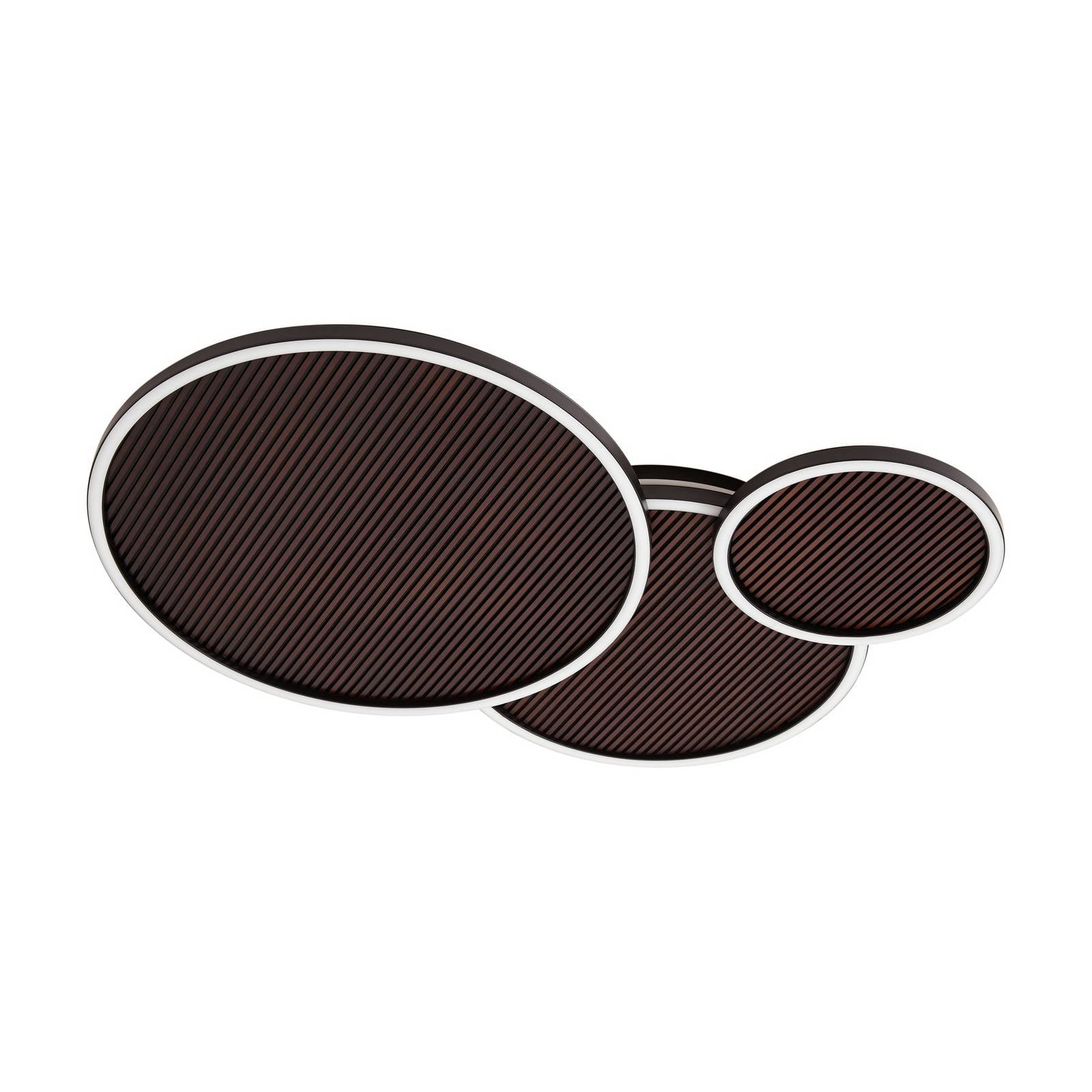 Lucande LED-Deckenleuchte Orven, schwarz/holz, 80cm, dimmbar