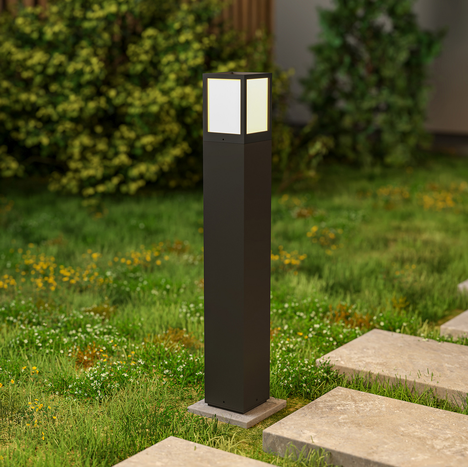 Borne lumineuse Facado II - 65 cm - Gris foncé/Opale - Aluminium moulé sous pression - IP65