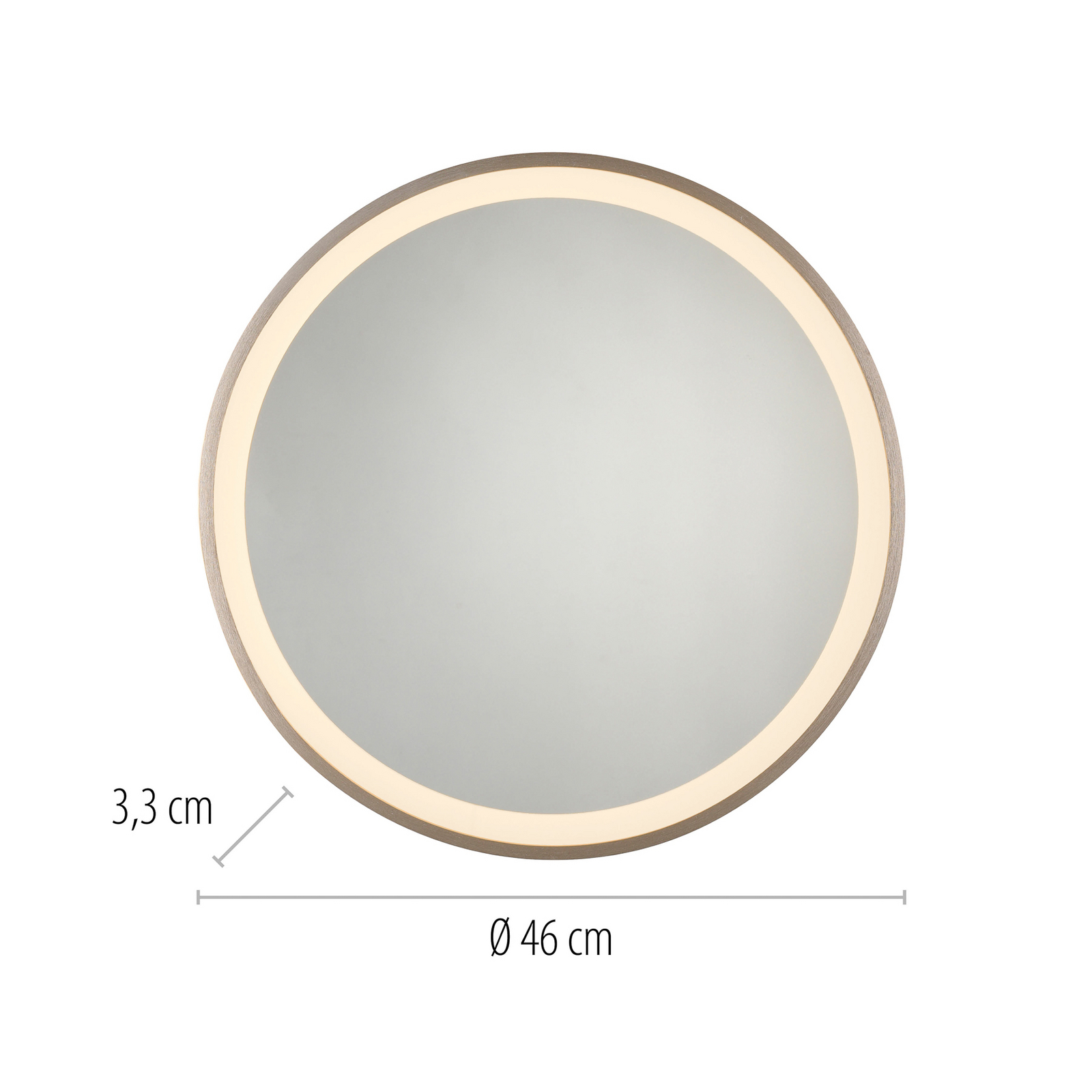 LED-Wandspiegel VIDRO, bronze, Ø 46 cm, Powerbank, Schalter