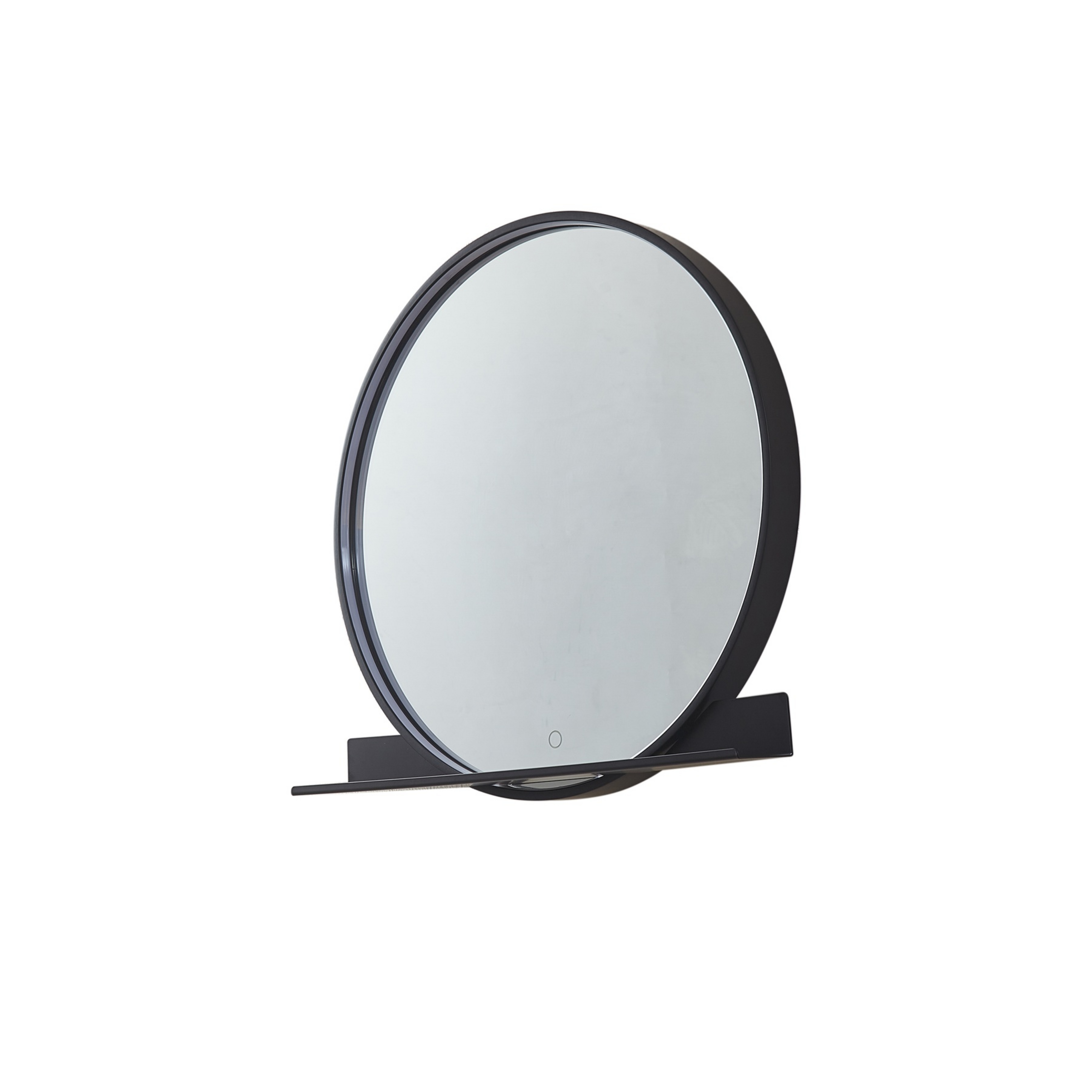 Lucande LED-Spiegel Miren, schwarz, Aluminium, CCT, Ablage