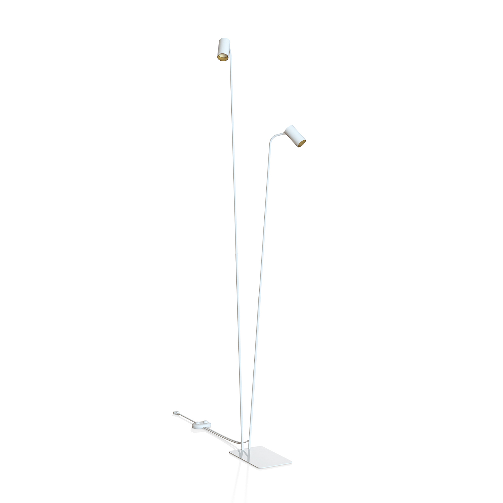 Lampadaire Mono II, à deux lampes, blanc/doré