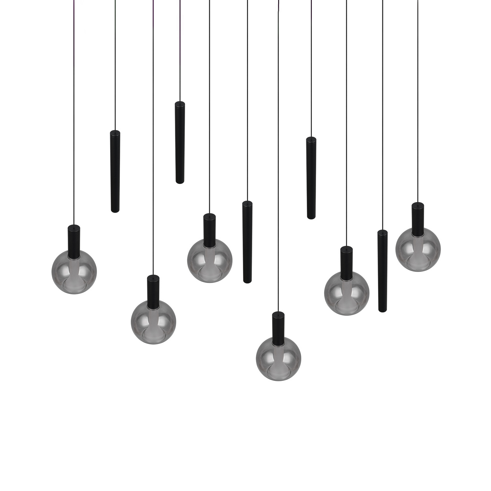 LED piekaramā lampa „Melaro“, garums 120 cm, melna, metāls/stikls, 11 spuldzes LED piekaramā lampa „Melaro“, garums 120 cm, melna, metāls/stikls, 11 spuldzes