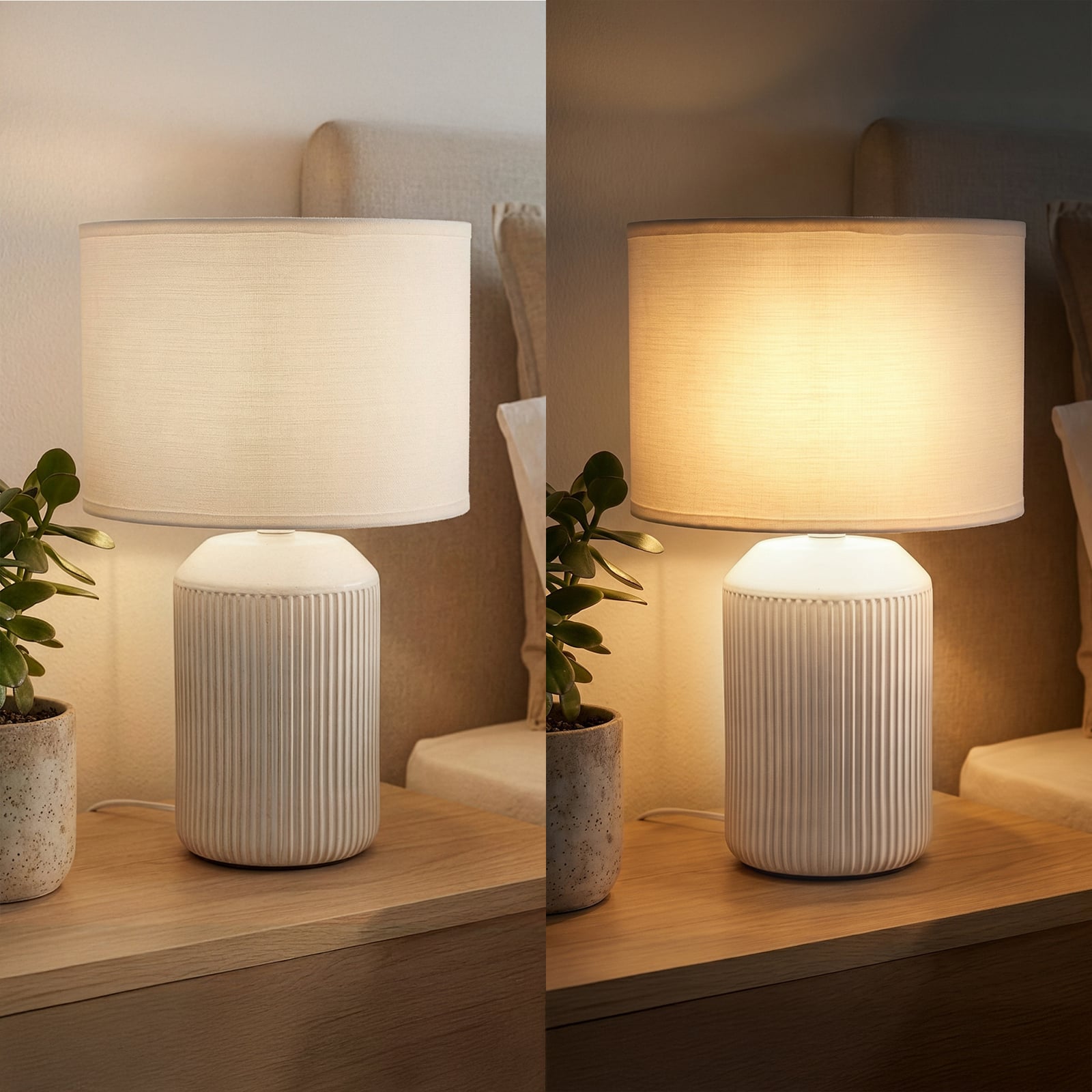 Ino asztali világítás, fehér, magasság 38 cm, E27, kerámia, textil Ino asztali világítás, fehér, magasság 38 cm, E27, kerámia, textil