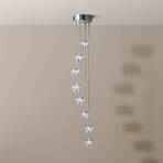 Ice Cube LED rippvalgusti, 8-lampe, kroom, kristallklaasist