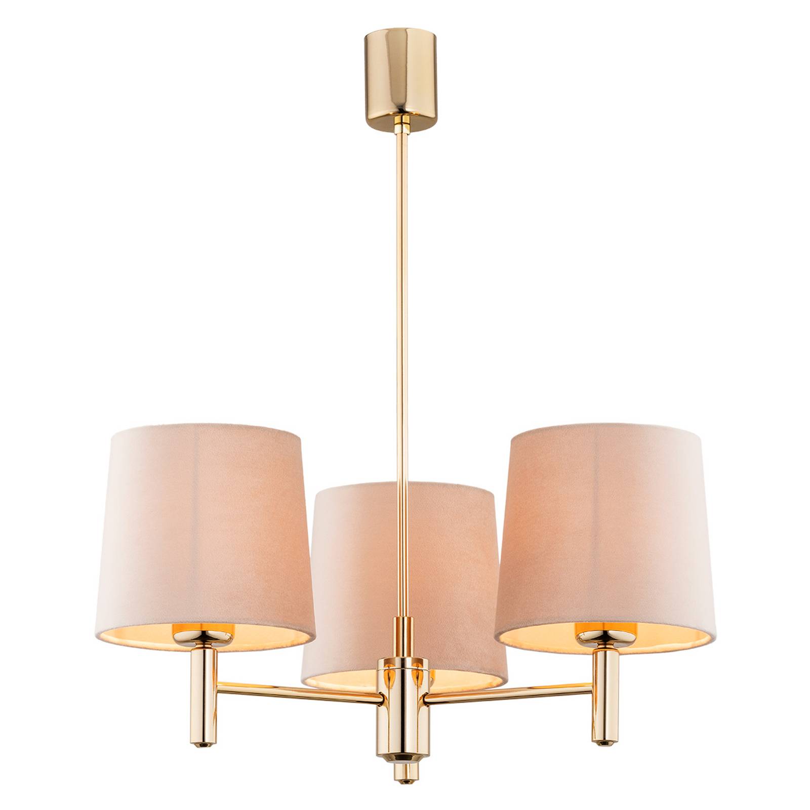 Lustre Polo 3 lampes beige/laiton foncé