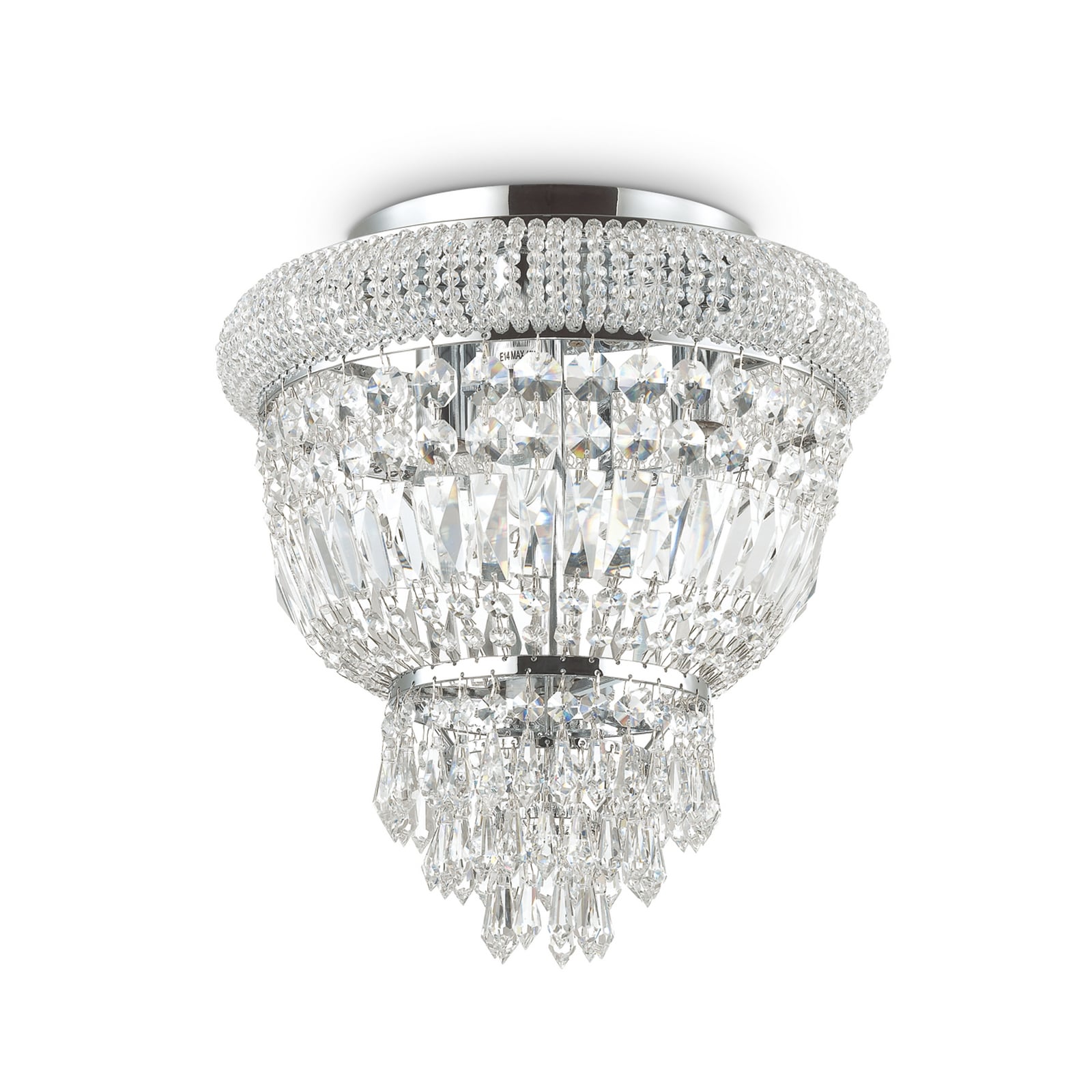 IDEAL LUX stropna svetilka Dubai, krom/prozorno, Ø 32 cm, kristal
